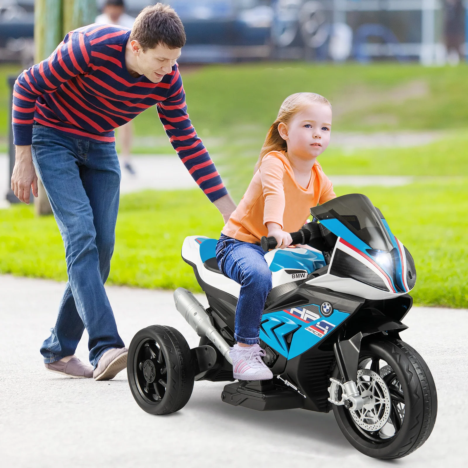 12V Licensed BMW Kids Motorcycle Ride-On Toy, 37-96 Months, Blue - Image 3