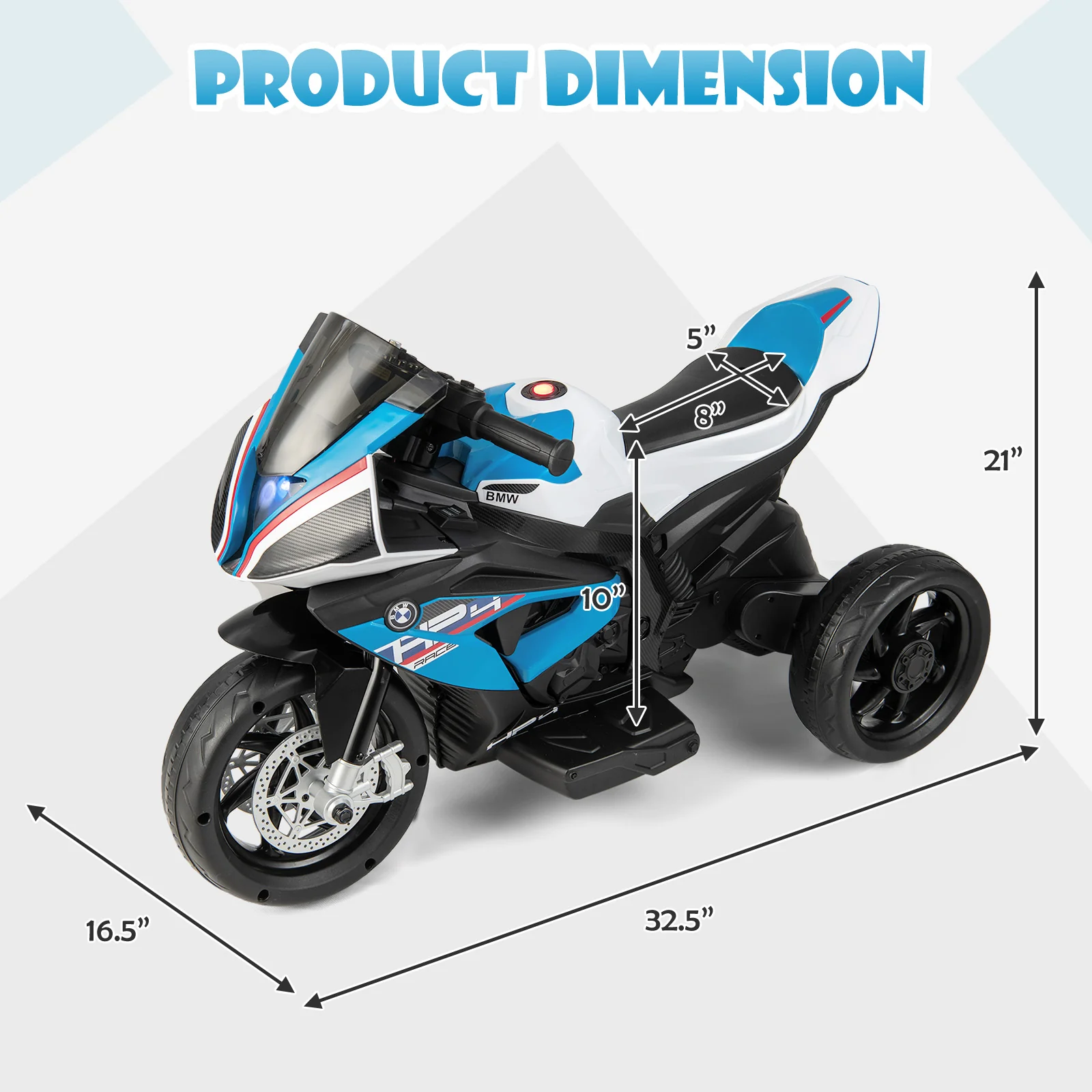 12V Licensed BMW Kids Motorcycle Ride-On Toy, 37-96 Months, Blue - Image 5