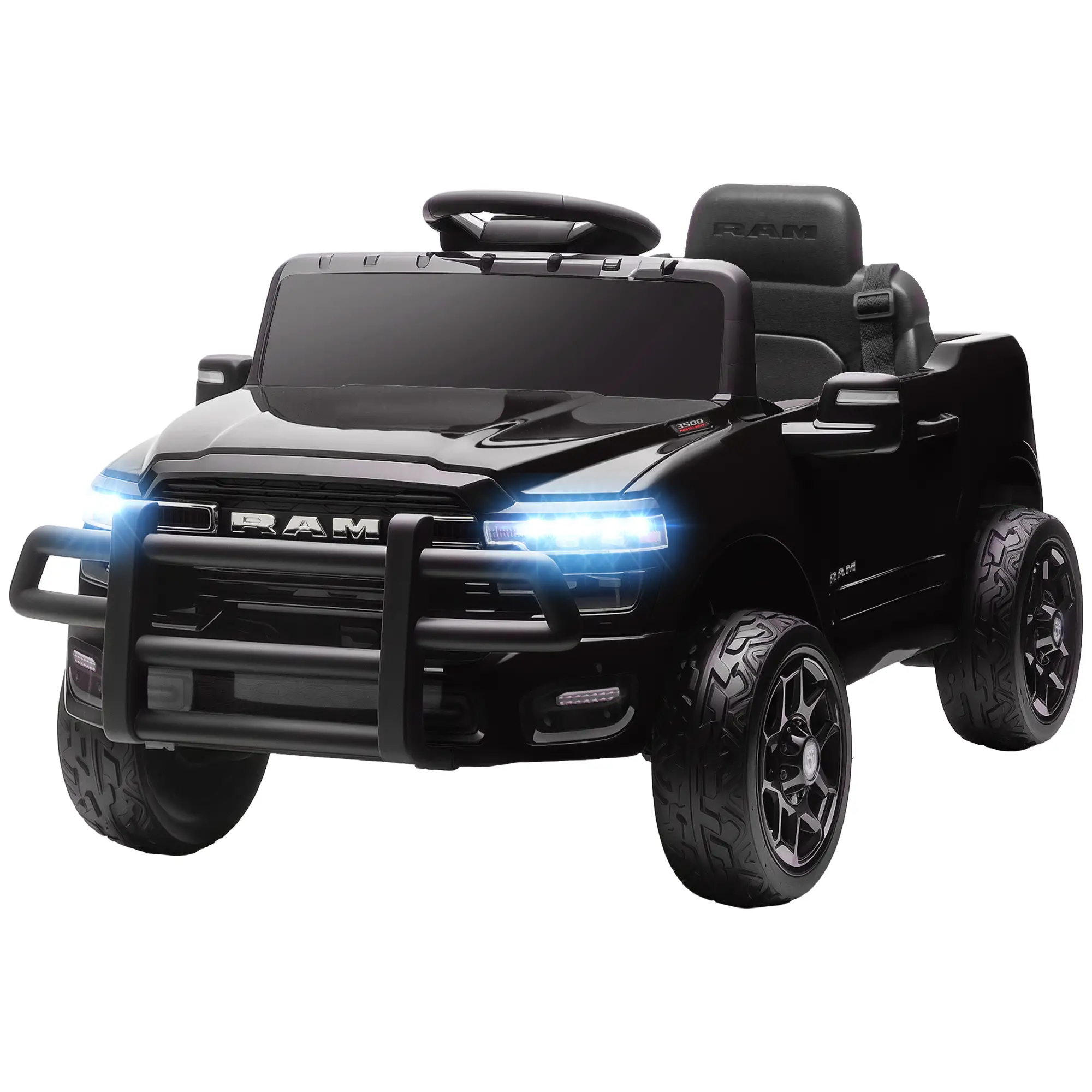 12V Ride On Car, Dodge RAM 3500, Remote Control, Suspension, Black