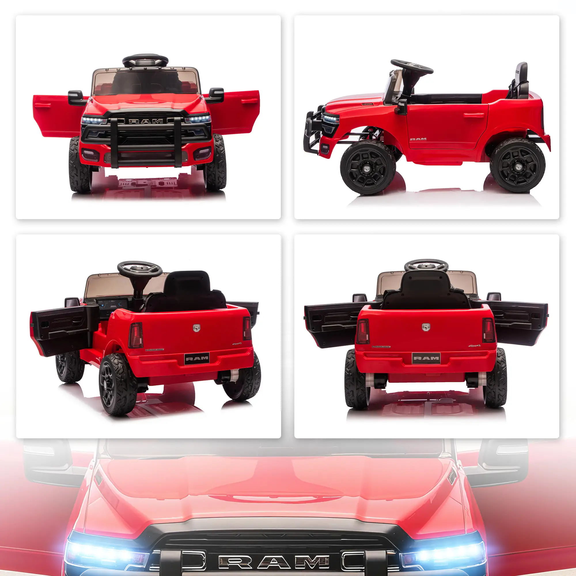 12V Ride On Car, Dodge RAM 3500, Remote Control, Suspension, Red - Image 10