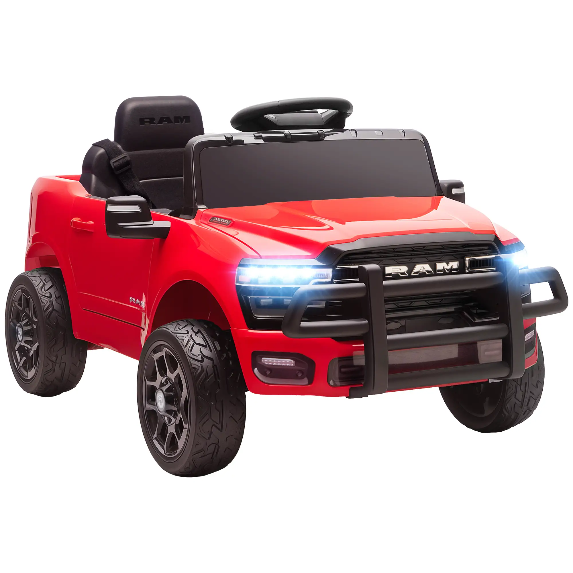 12V Ride On Car, Dodge RAM 3500, Remote Control, Suspension, Red - Image 11