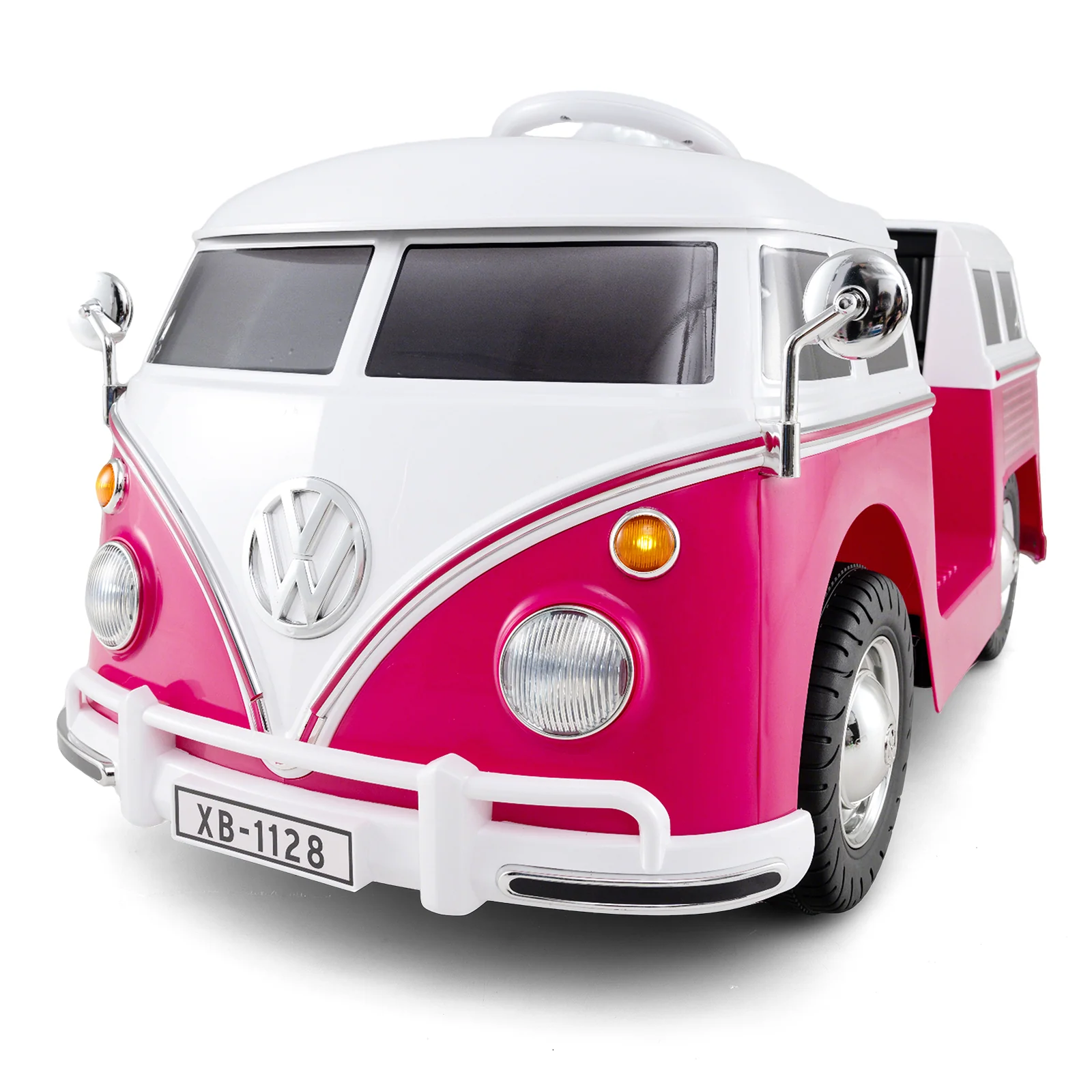 12V Ride On Car Licensed Volkswagen Ride-on Bus with Cup Holder and LED Headlights for 3+ Years Old, Pink - Image 2