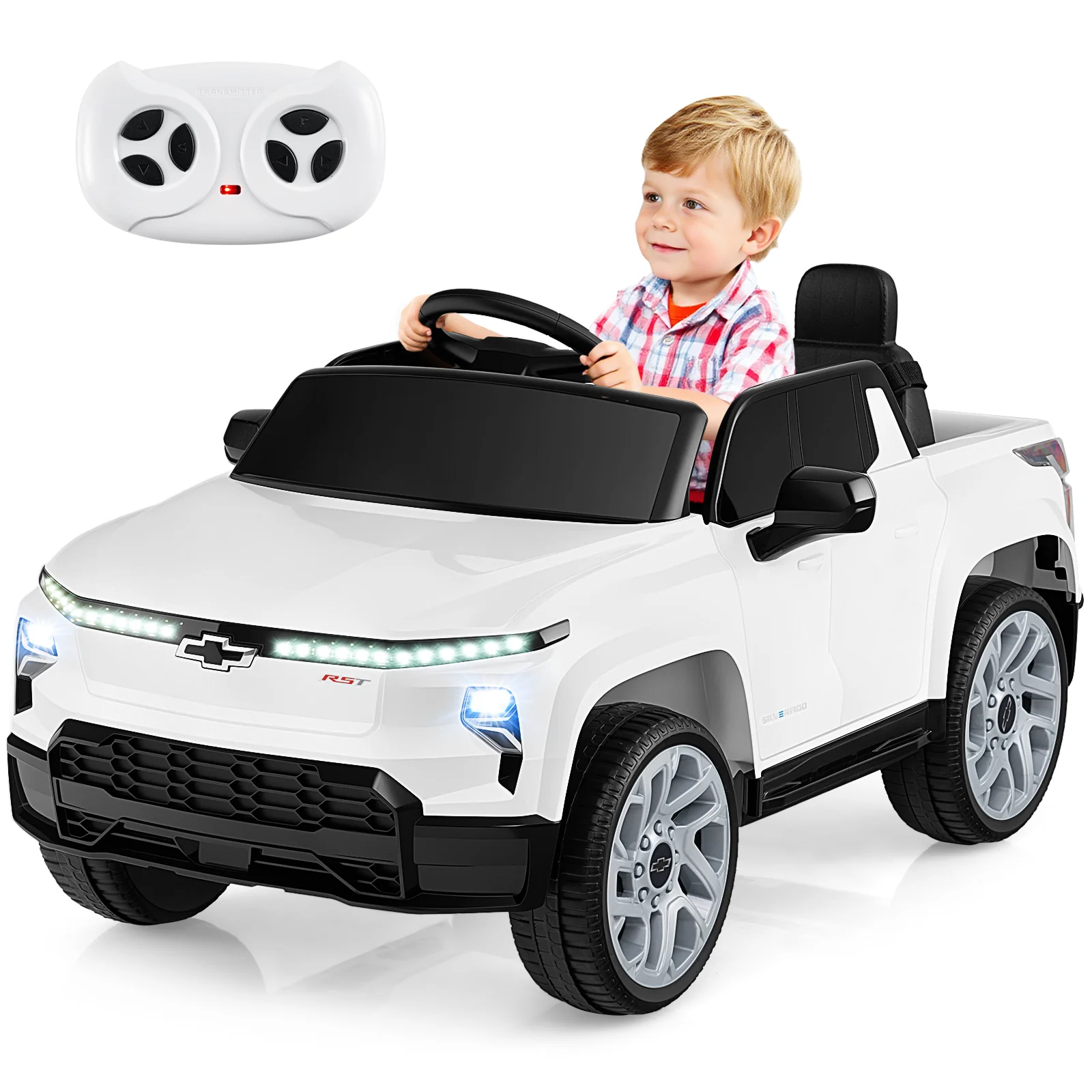 12V Ride On Car Truck, Remote Control, For 3+, White - Image 4