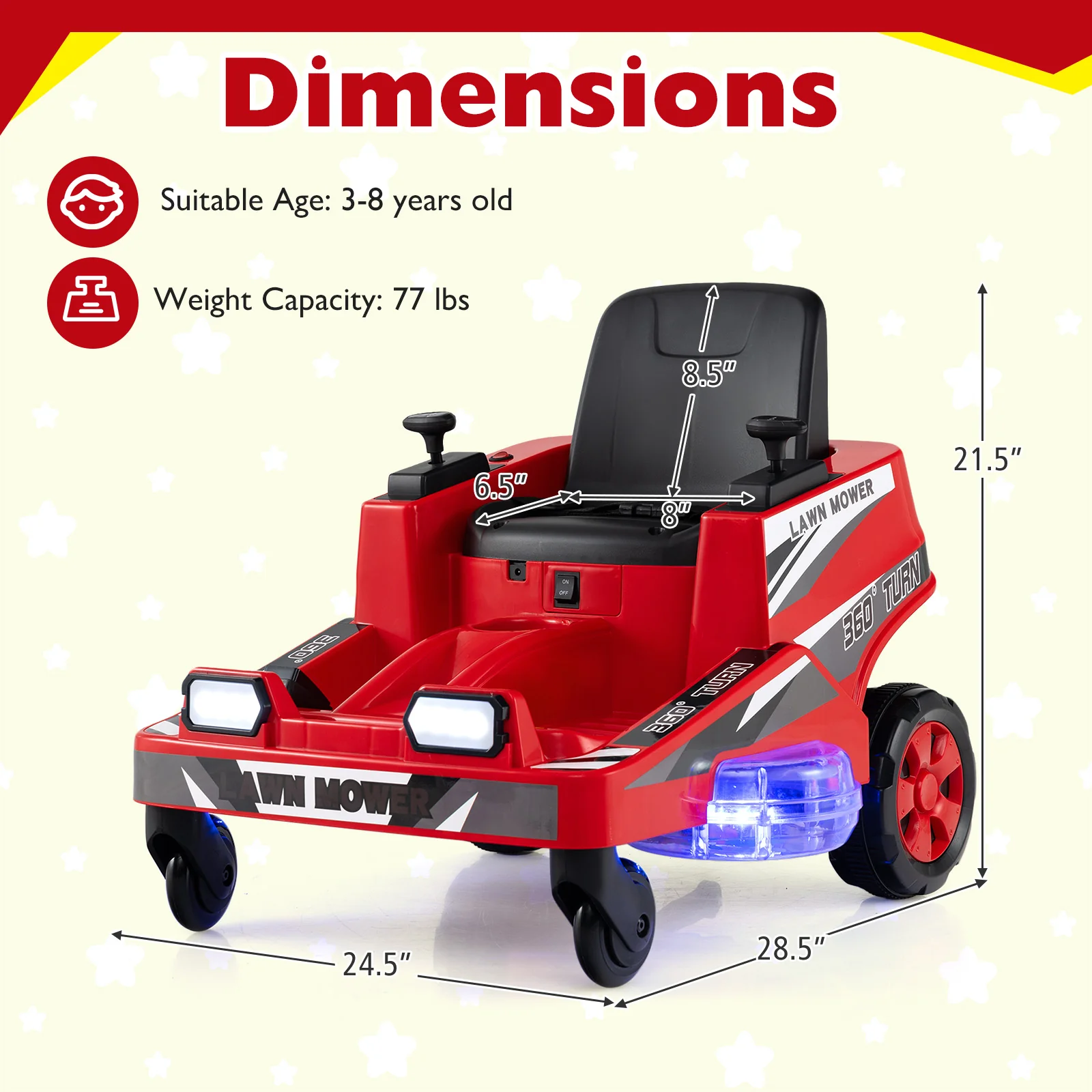 12V Ride On Lawn Mower For Kids, Dual Control, Red - Image 4