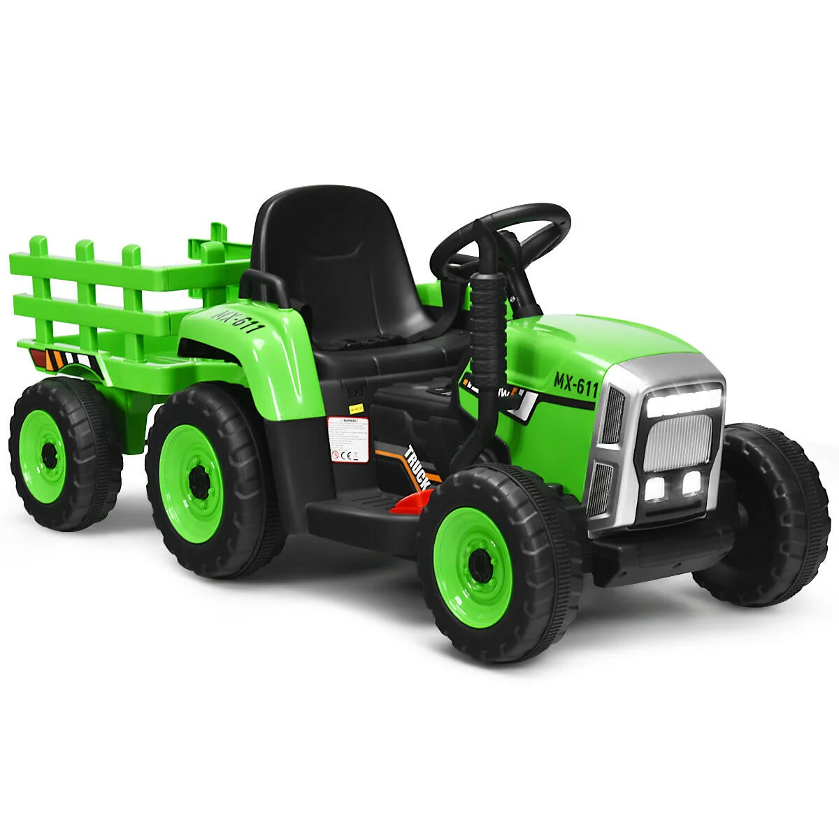 12V Ride On Tractor, 3 Gear Shift Ground Loader, Green