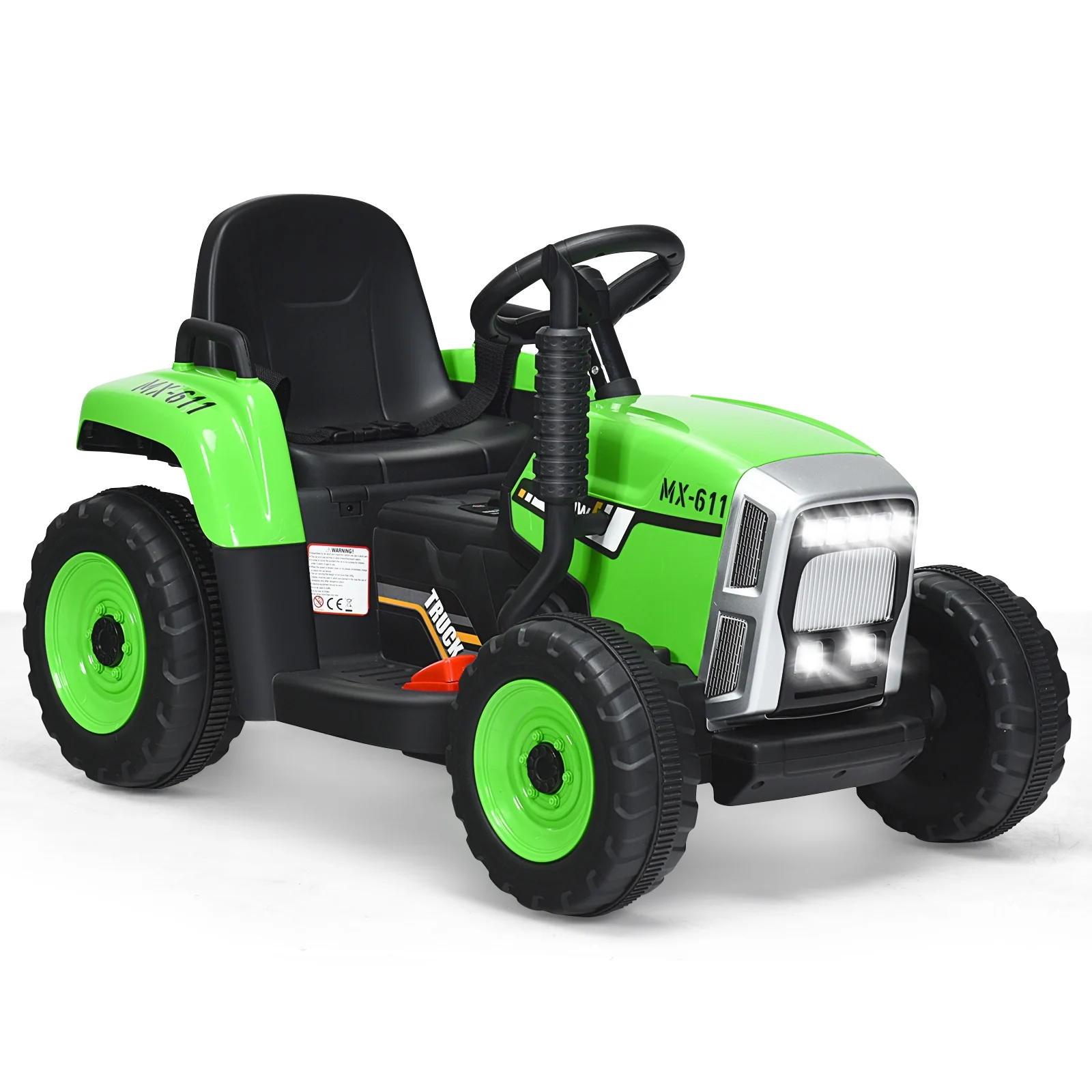 12V Ride On Tractor, 3 Gear Shift Ground Loader, Green - Image 5