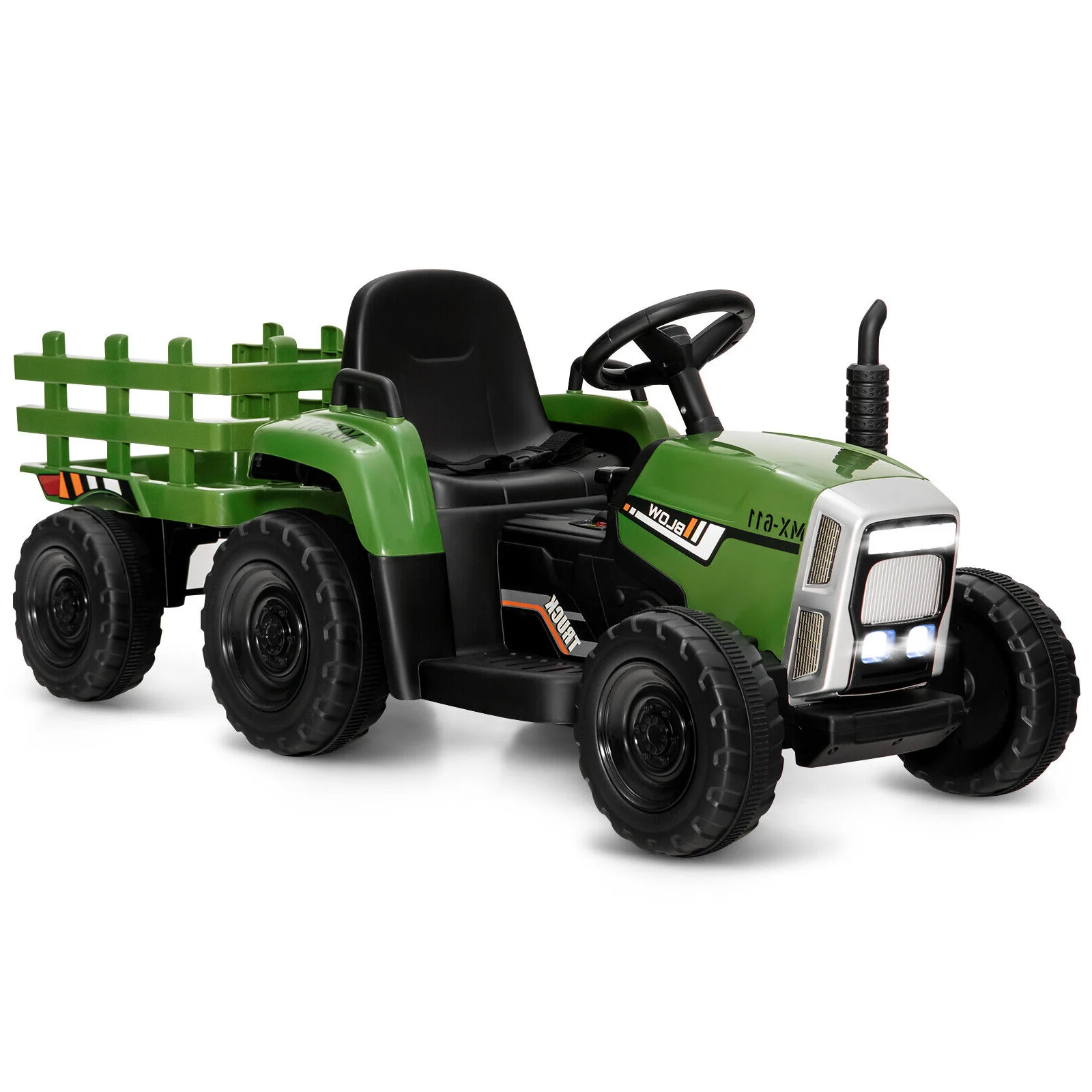 12V Ride on Tractor with 3-Gear-Shift Ground Loader for Kids 3+ Years Old, Dark Green - Image 4