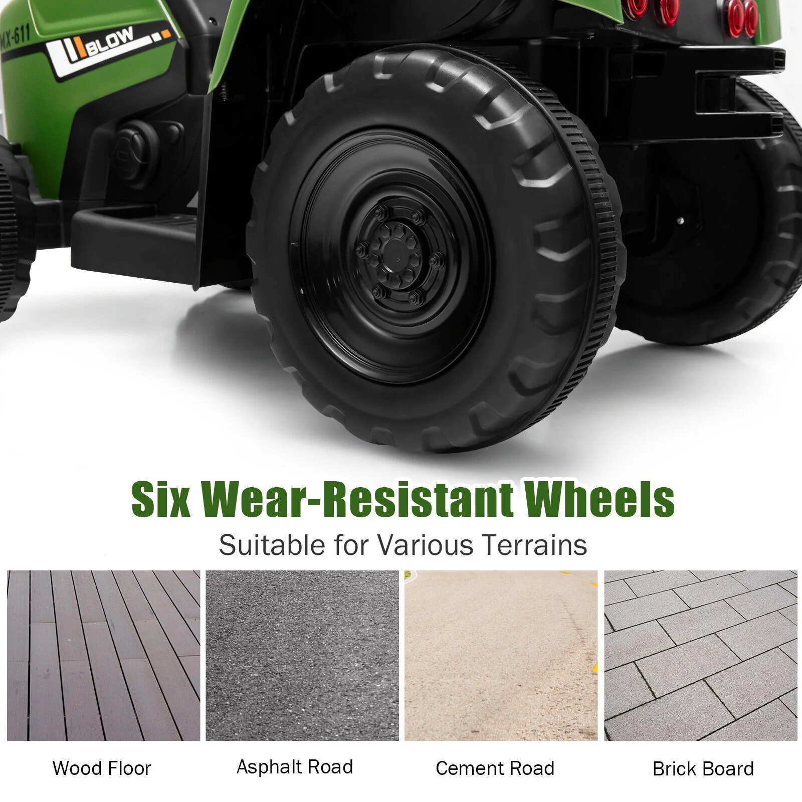 12V Ride on Tractor with 3-Gear-Shift Ground Loader for Kids 3+ Years Old, Dark Green - Image 9