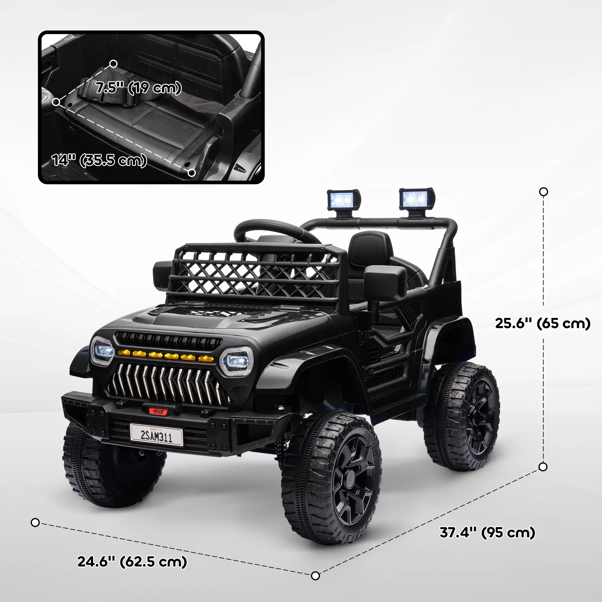 12V Ride On Truck, Electric Car For Kids, Remote Control, Black - Image 3