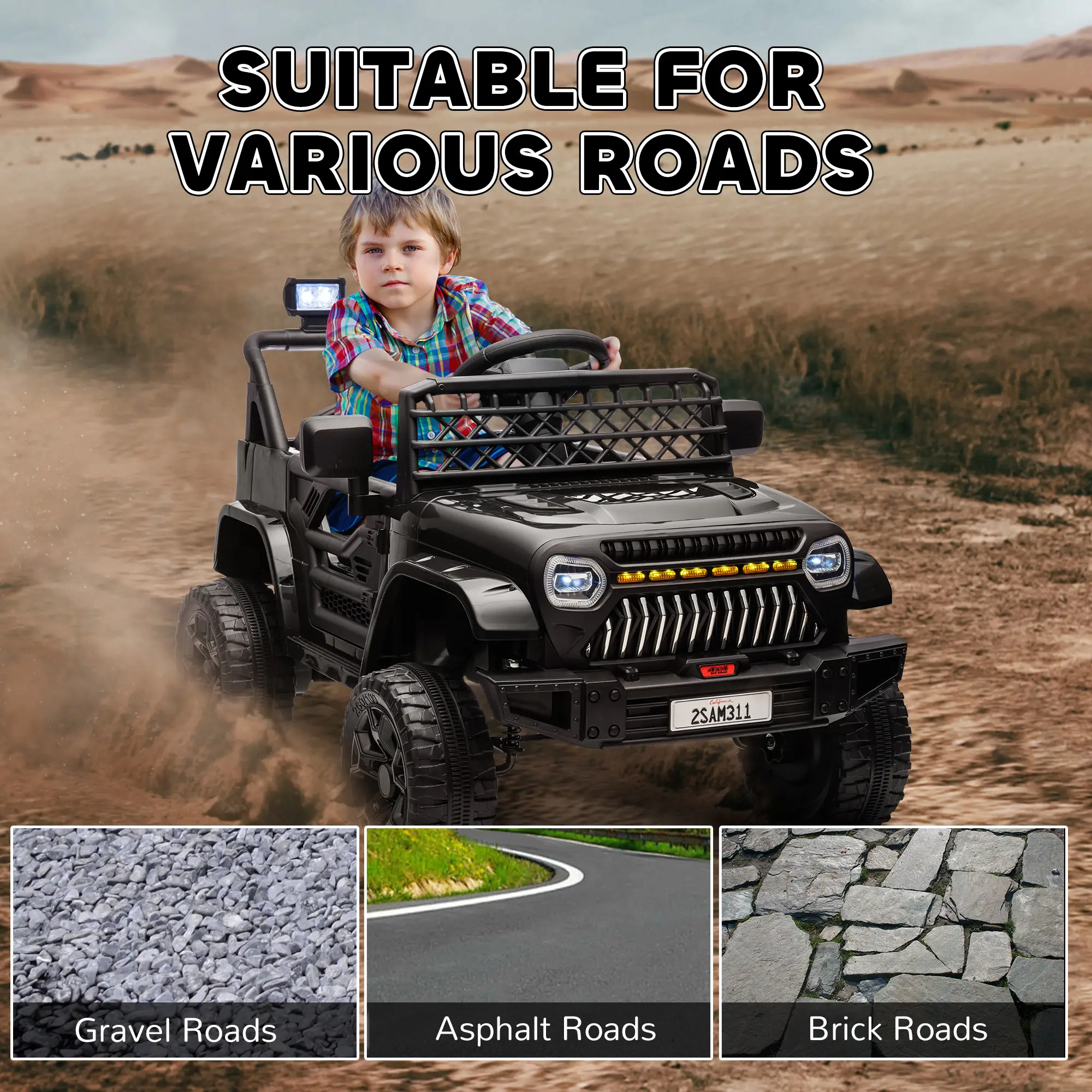 12V Ride On Truck, Electric Car For Kids, Remote Control, Black - Image 6