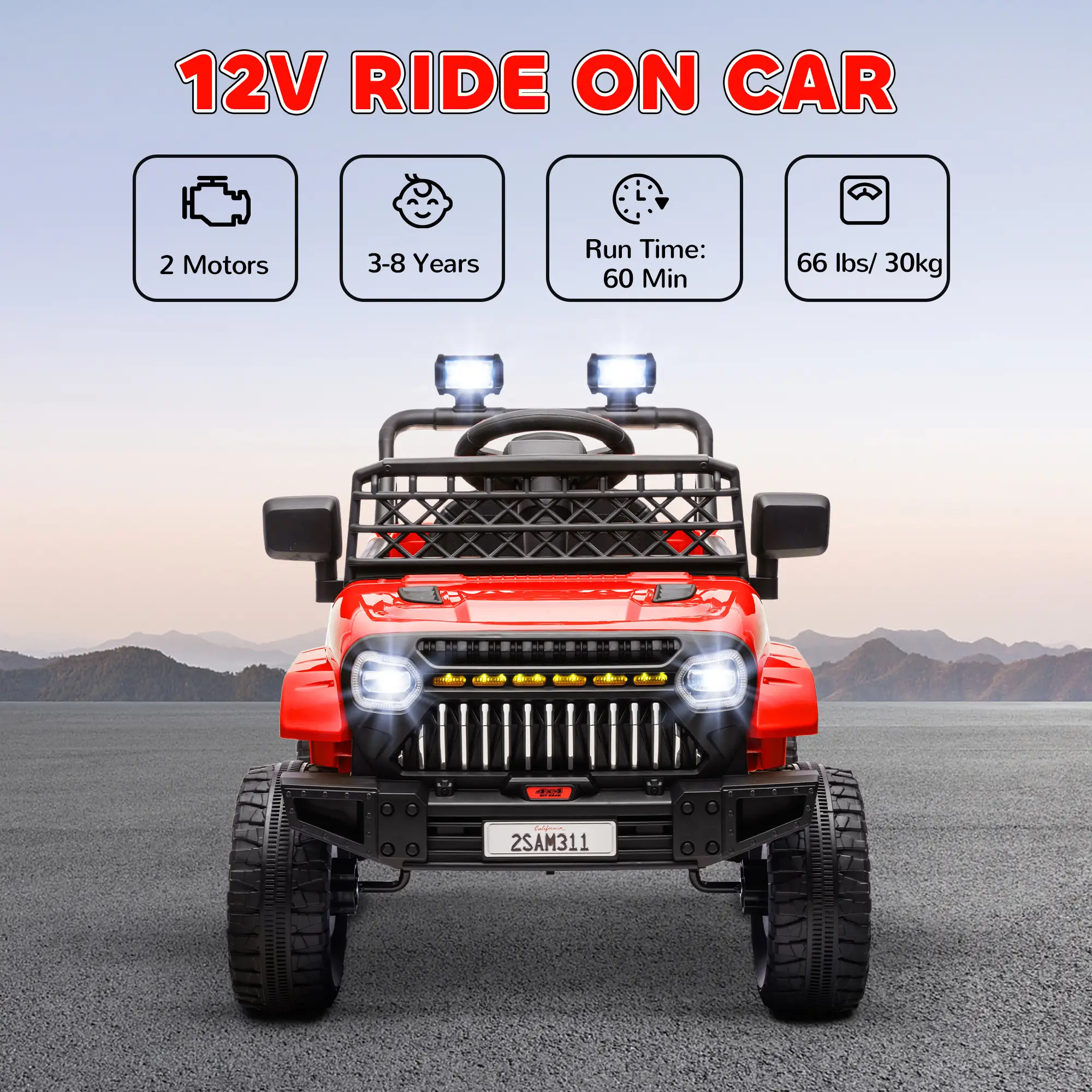 12V Ride On Truck, Electric Car For Kids, Remote Control, Red - Image 4
