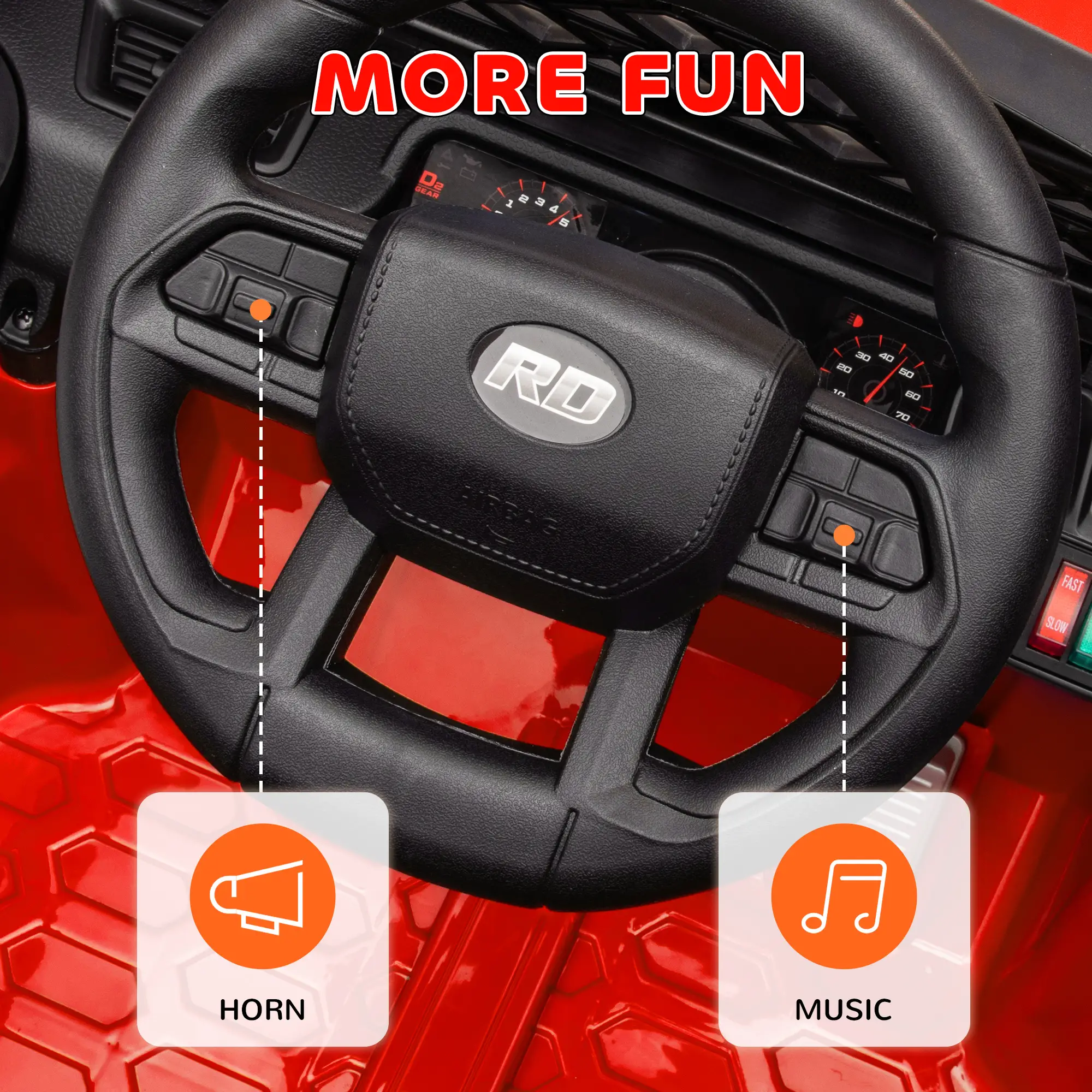 12V Ride On Truck, Electric Car For Kids, Remote Control, Red - Image 9