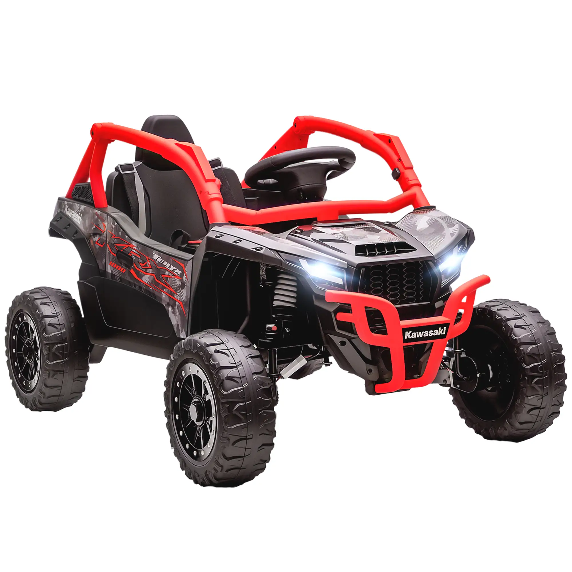 12V Ride On Truck, KAWASAKI TERYX KRX 2WD Kids Electric Car, Red - Image 11