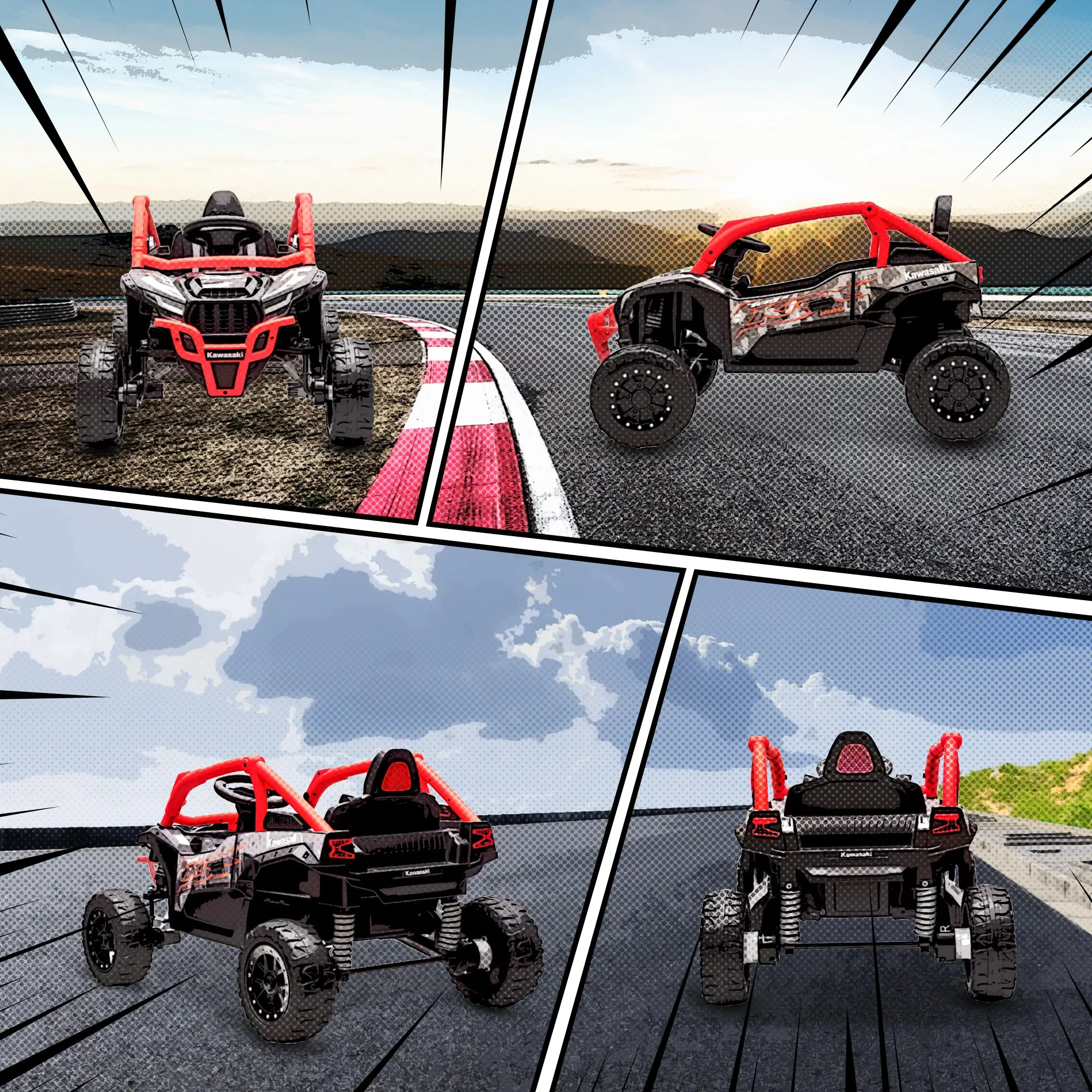 12V Ride On Truck, KAWASAKI TERYX KRX 2WD Kids Electric Car, Red - Image 9