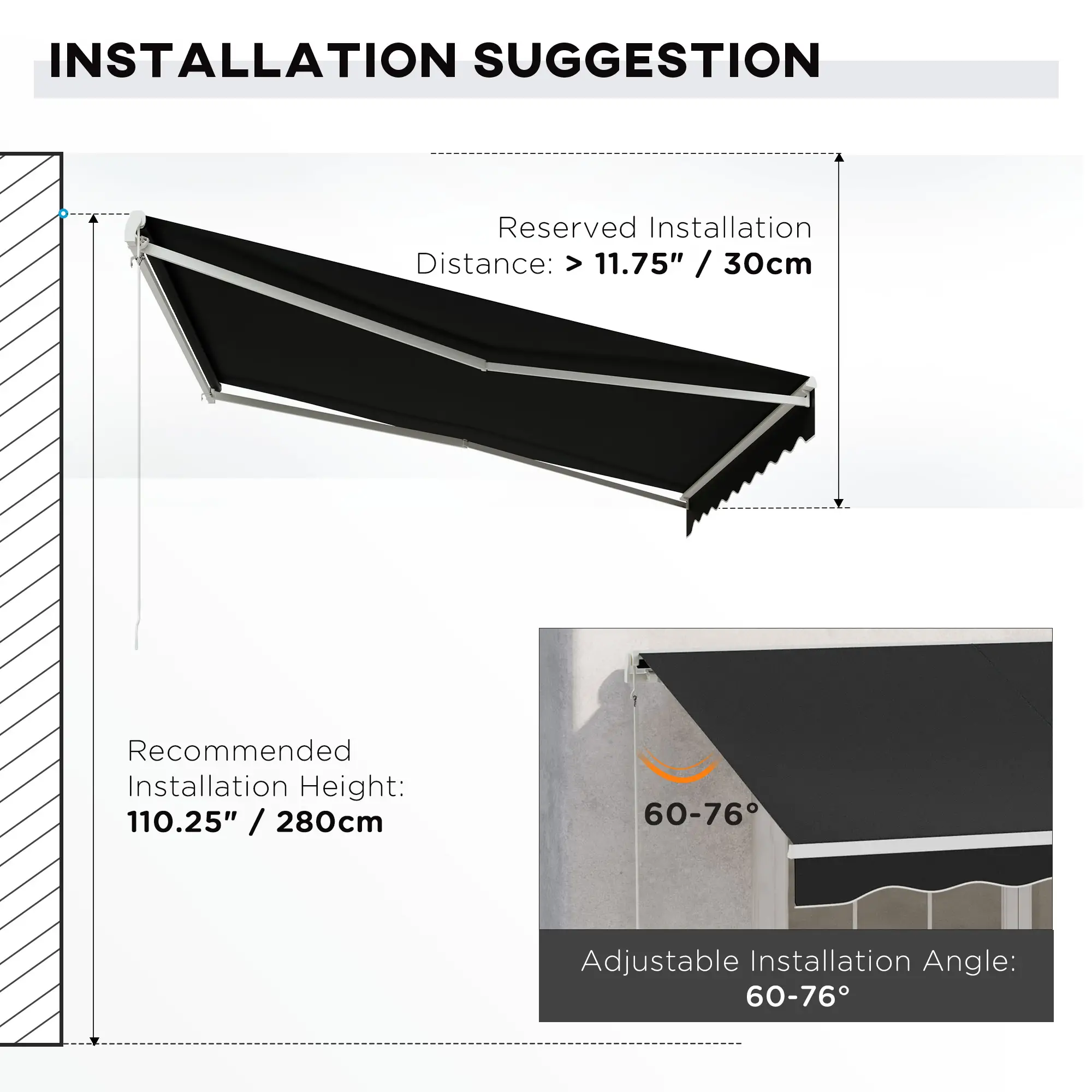 12'x10' Electric Retractable Awning, UV Protection, Black - Image 6