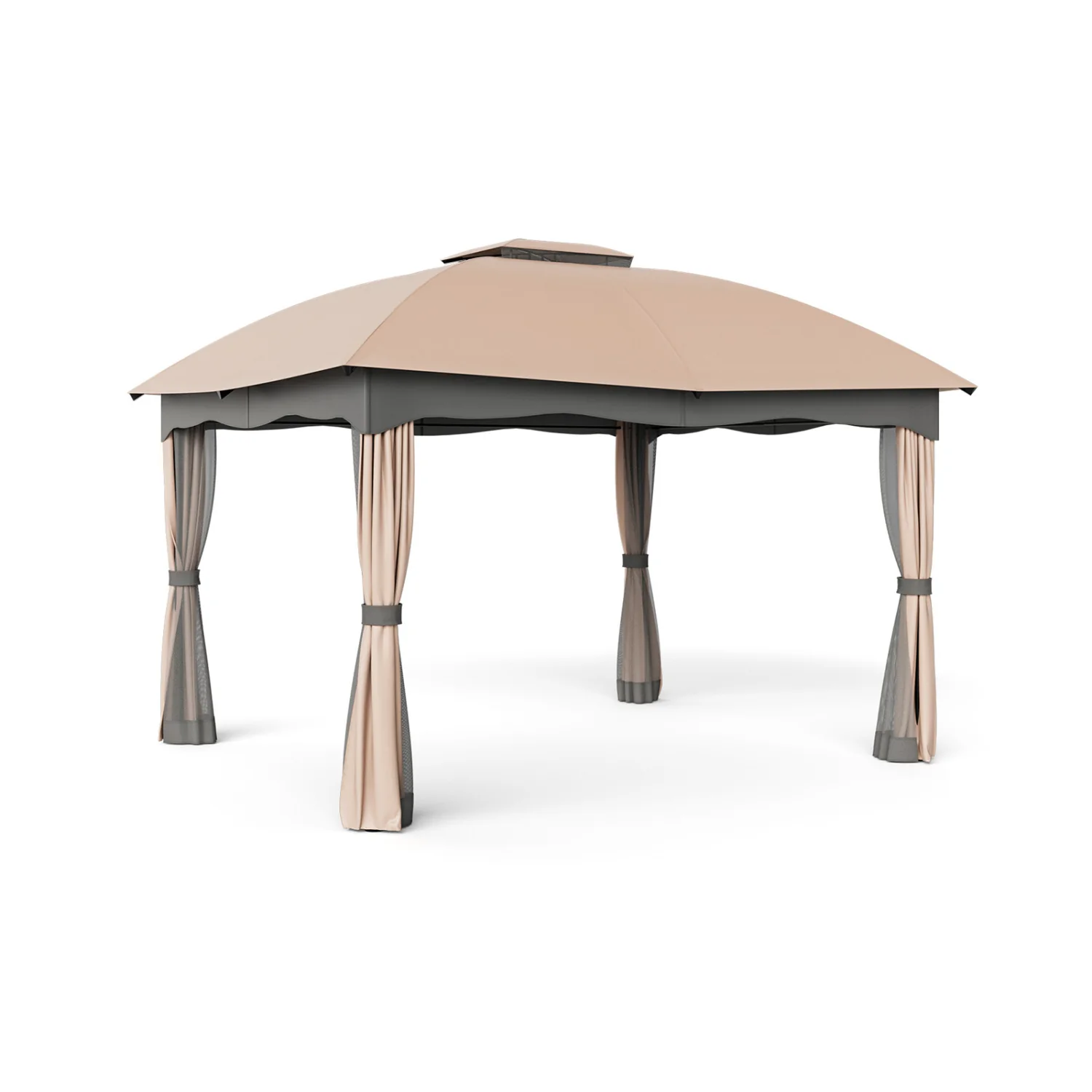 12x10 Feet Steel Gazebo, Brown - Image 4