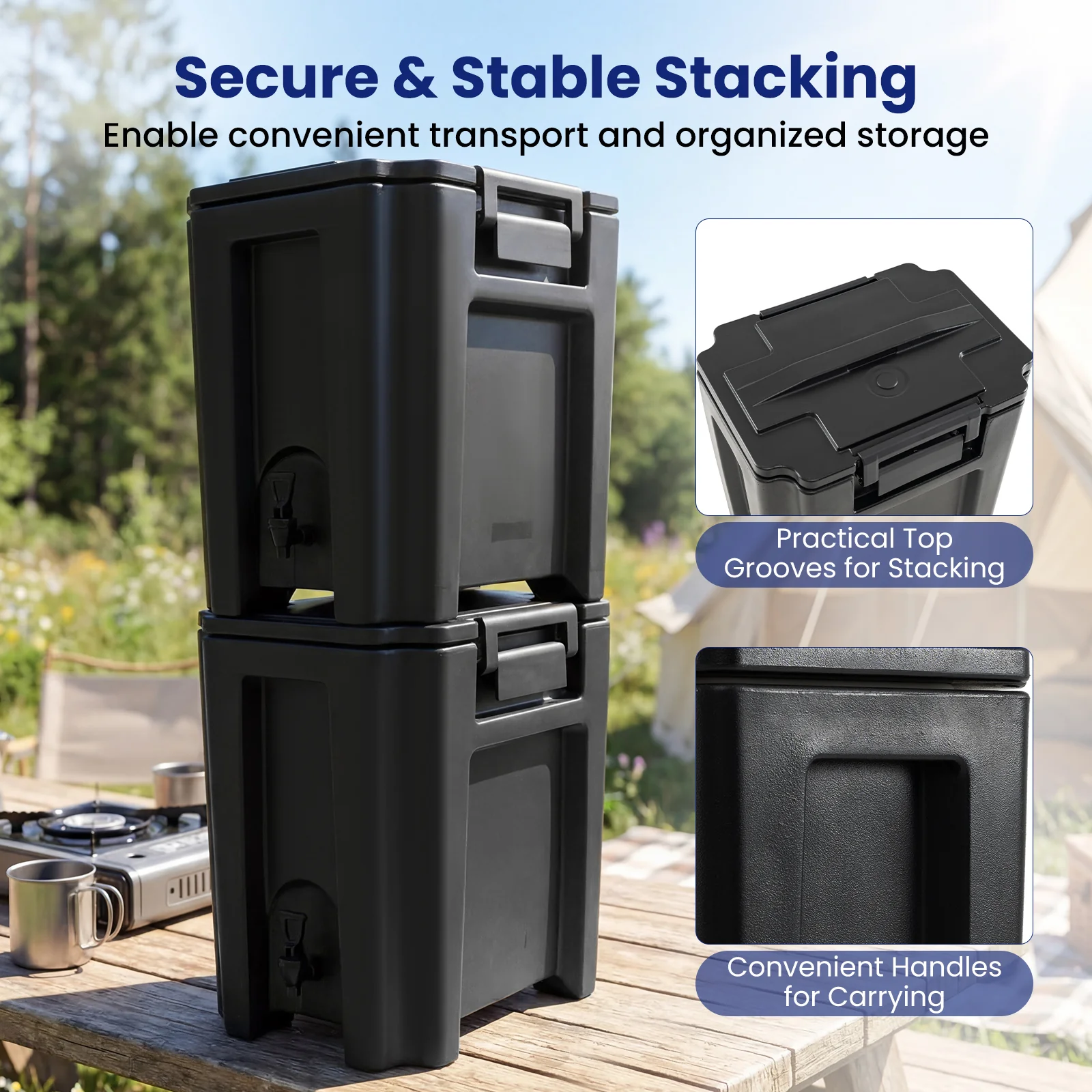 13.2 Gal Insulated Beverage Dispenser With Two-Stage Faucet, Black - Image 7