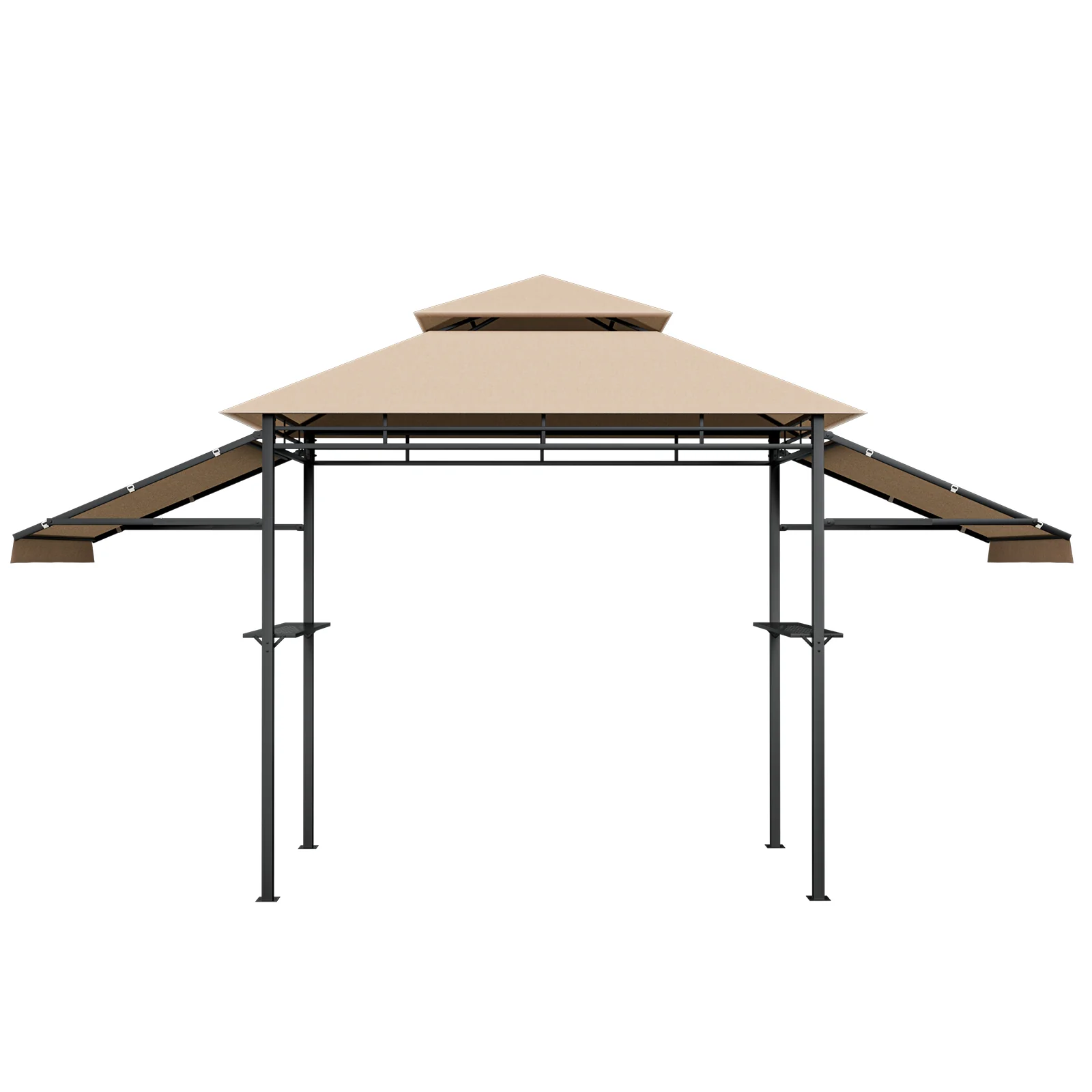 13.5 x 4 Feet BBQ Grill Gazebo Canopy, Dual Side Awnings, Beige - Image 4
