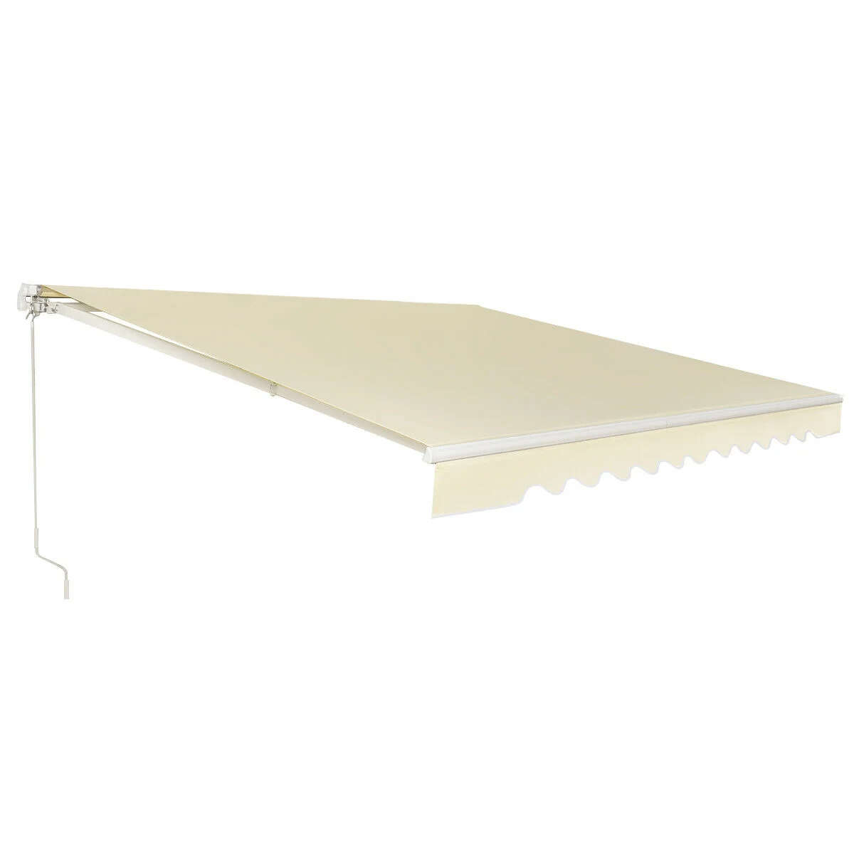 13 × 8 Feet Retractable Patio Awning, Aluminum Sunshade, Beige