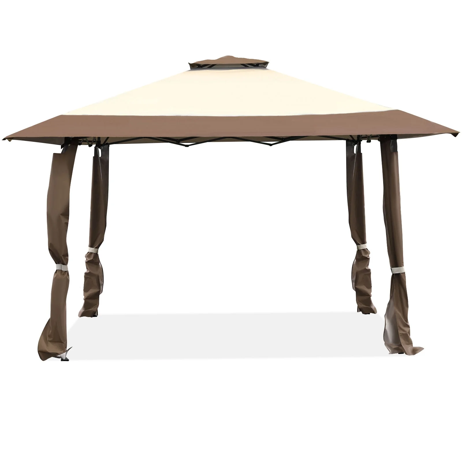 13 Feet x 13 Feet Pop Up Canopy Tent, Instant Outdoor Folding Shelter, Brown - Image 10