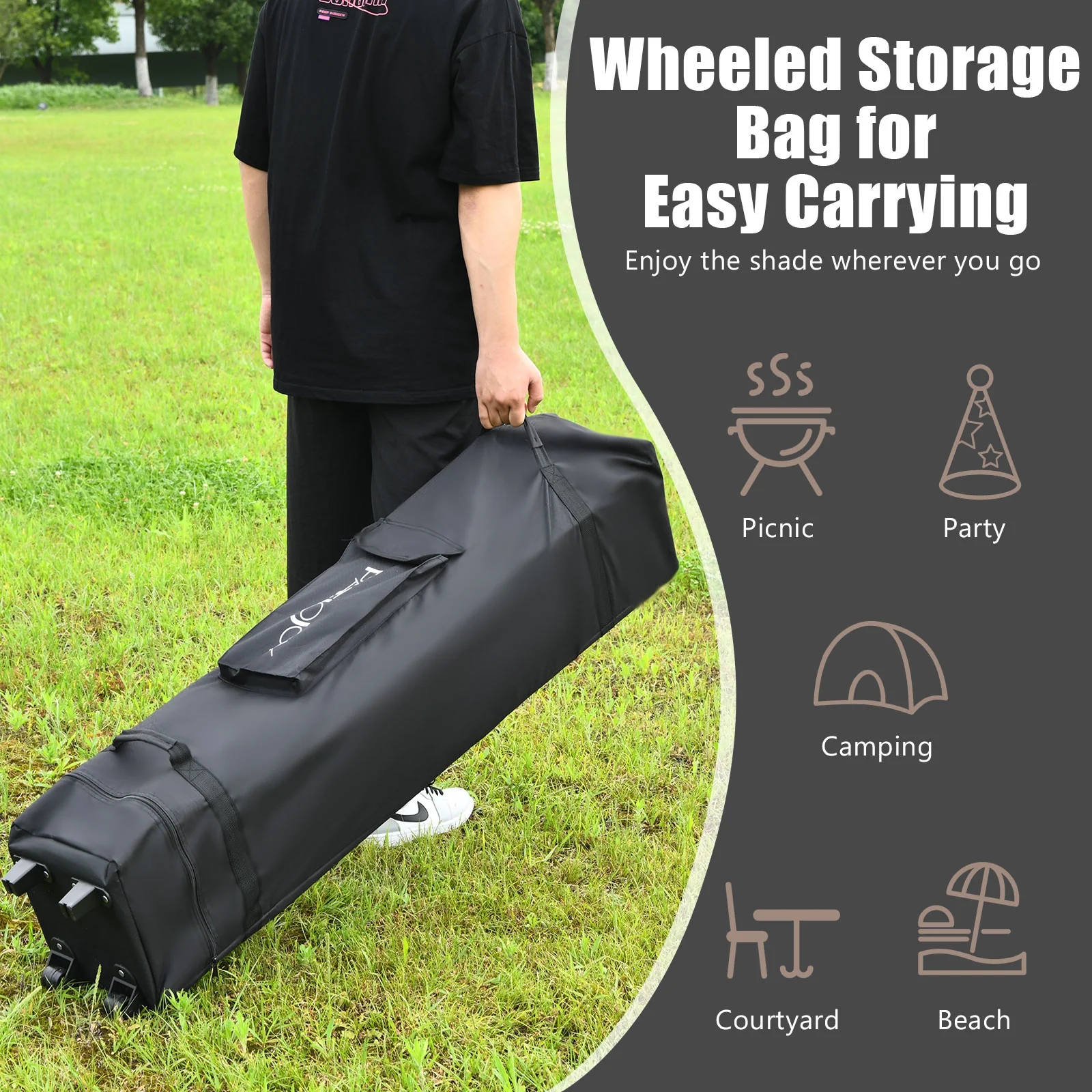 13 Feet x 13 Feet Pop Up Canopy Tent, Instant Outdoor Folding Shelter, Brown - Image 3