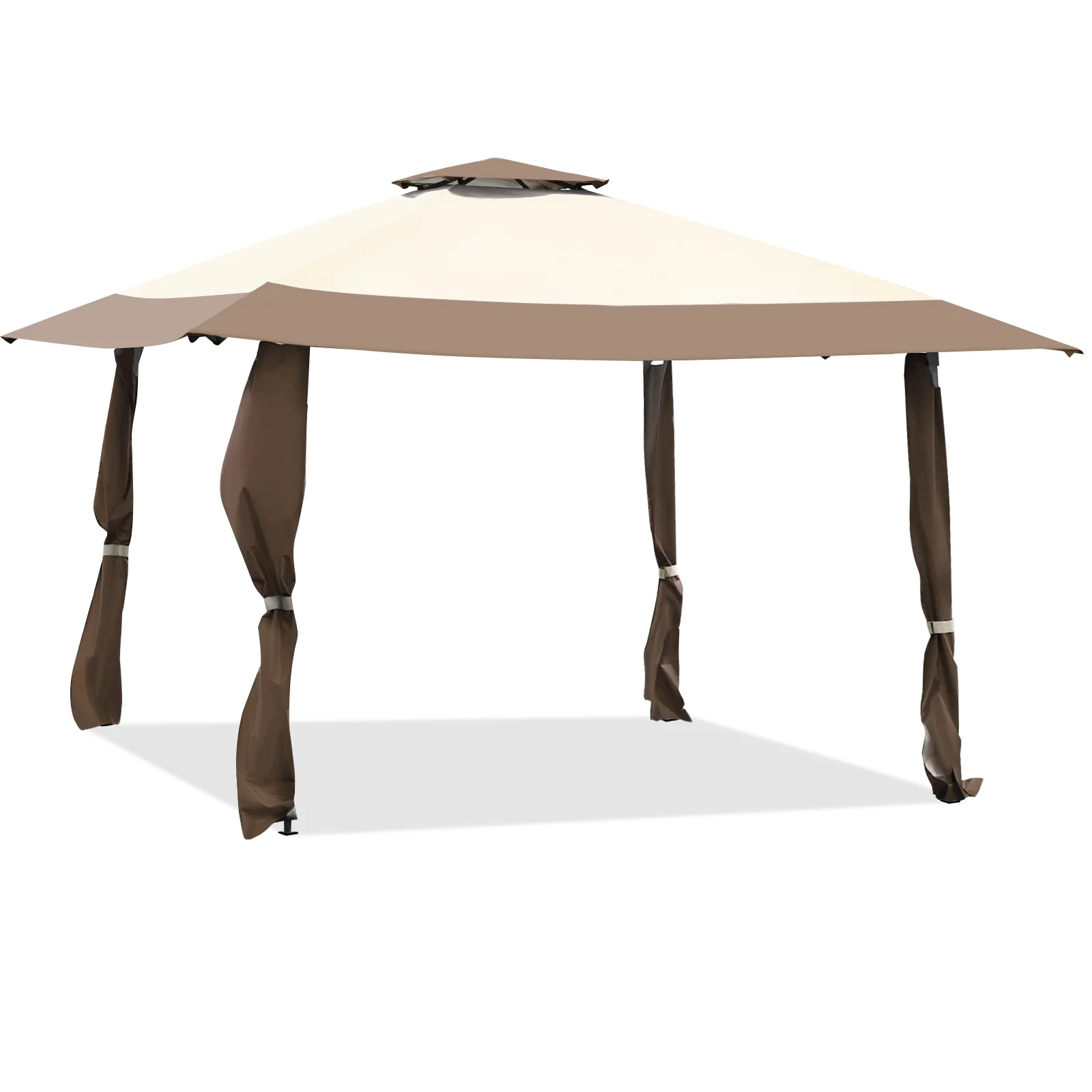 13 Feet x 13 Feet Pop Up Canopy Tent, Instant Outdoor Folding Shelter, Brown - Image 4