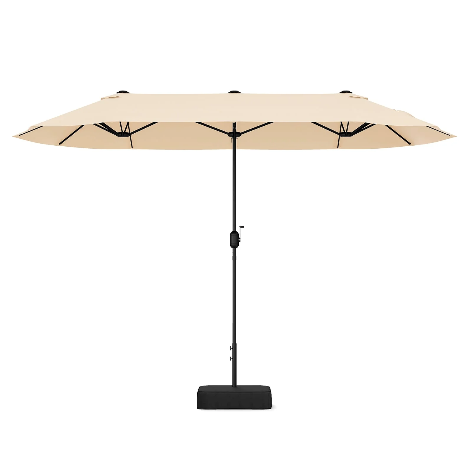 13 Ft Double-Sided Patio Twin Table Umbrella, Crank Handle, Beige