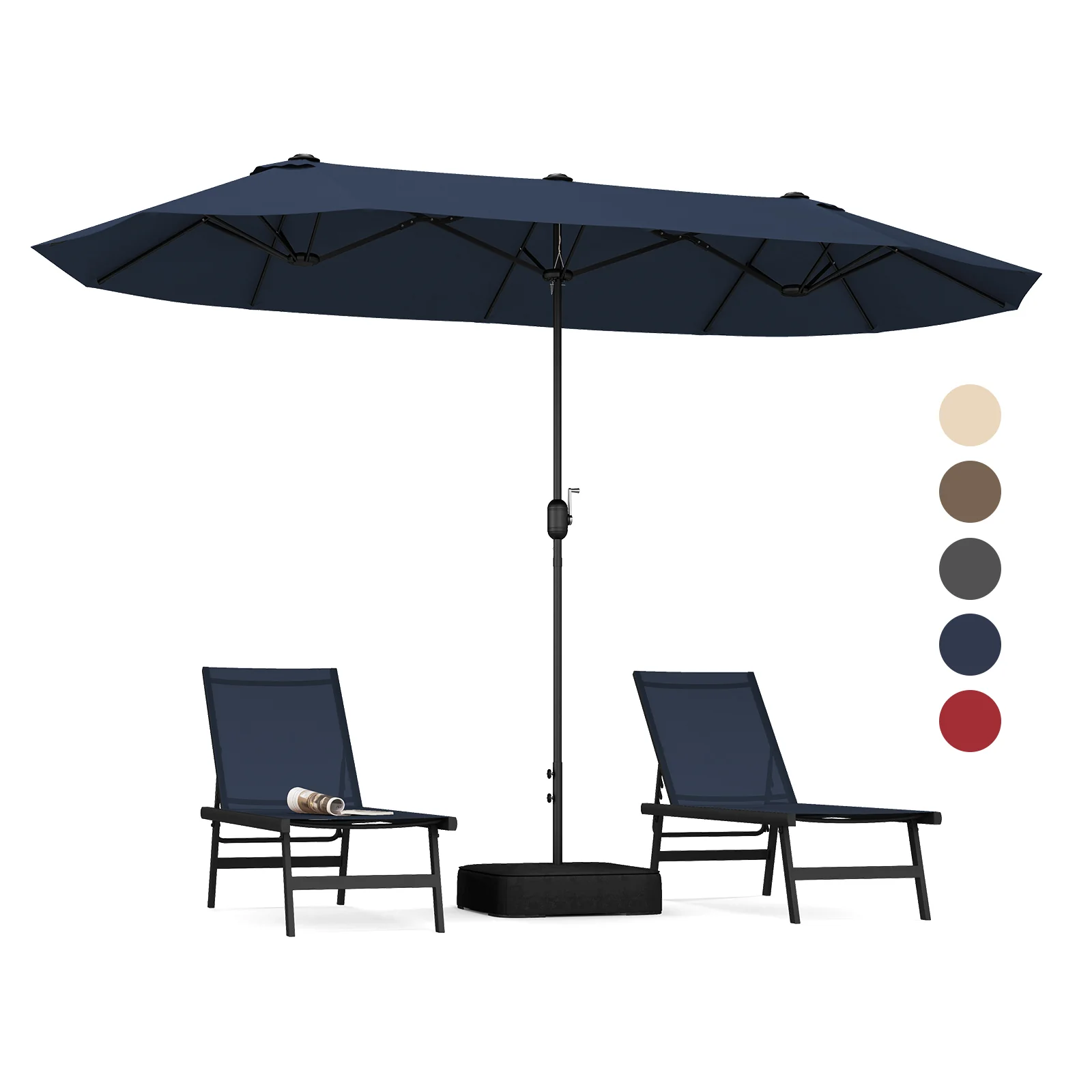 13 Ft Double-Sided Patio Twin Table Umbrella, Navy - Image 5