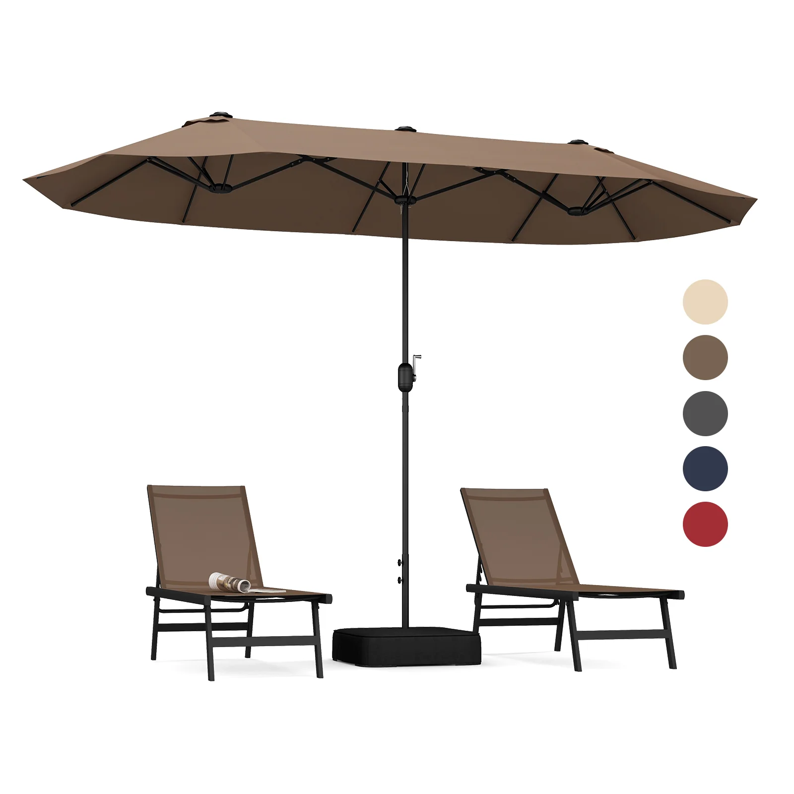 13 FT Double-Sided Patio Umbrella With Crank, Tan - Image 5