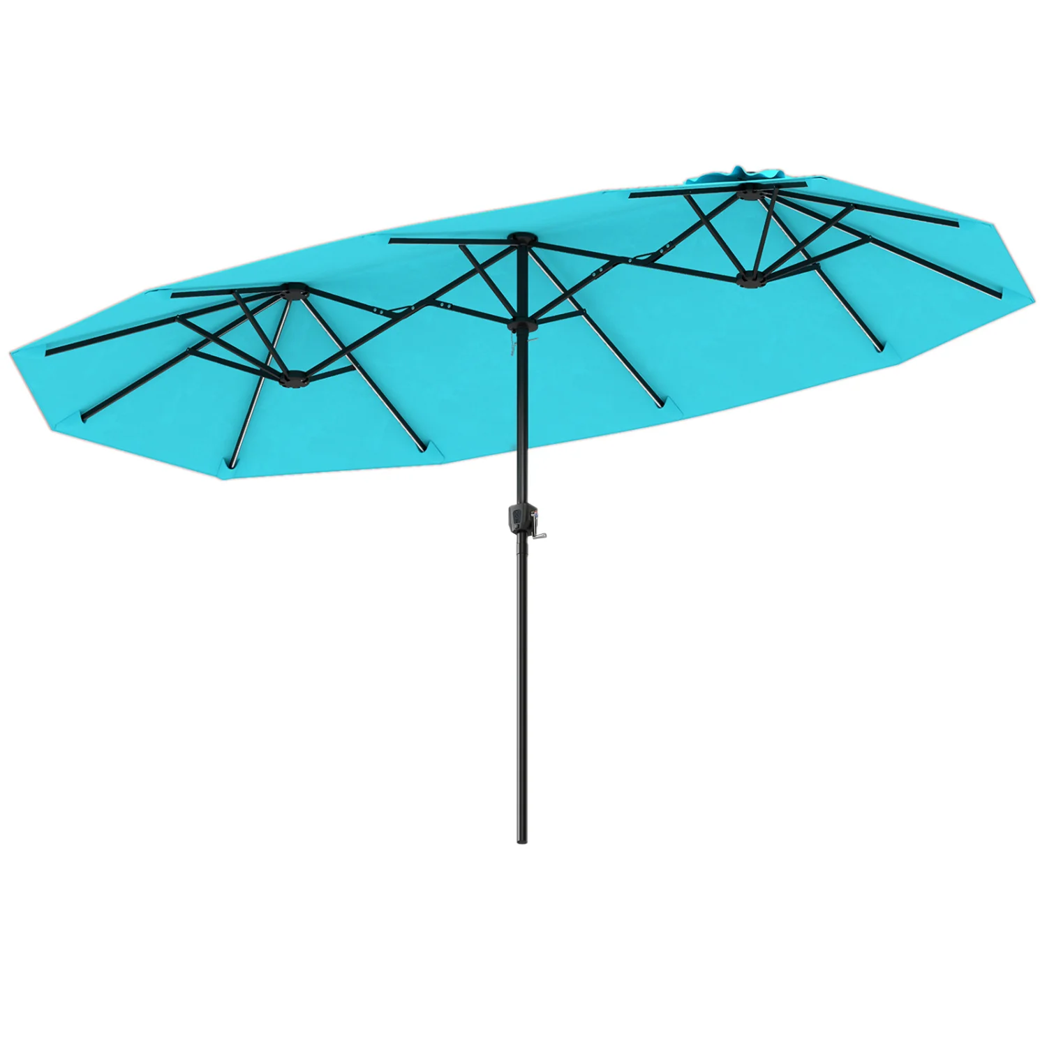 13 FT Double-Sided Patio Umbrella With Solar LED Lights, Turquoise - Image 6