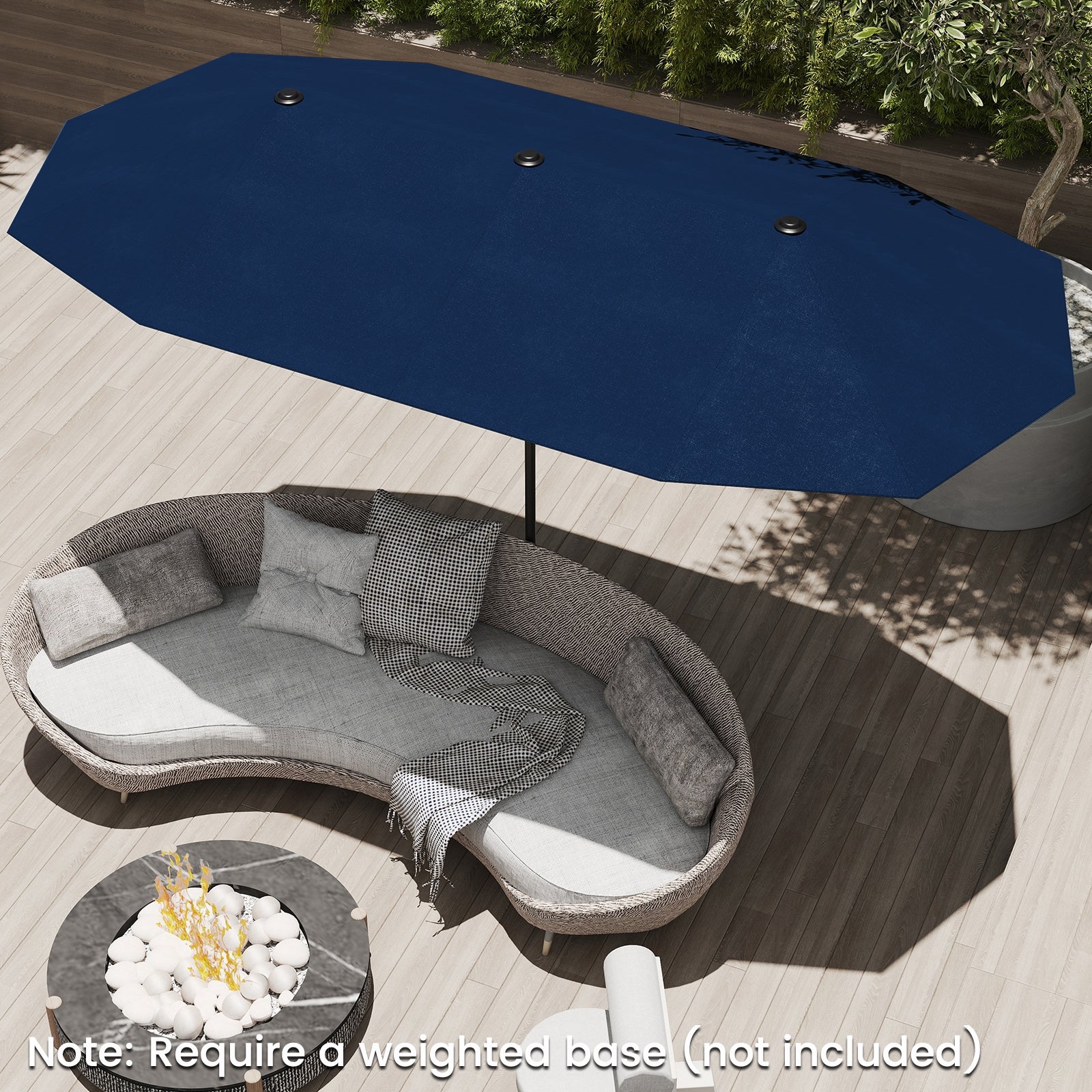 13 FT Large Patio Umbrella, Double-Sided Table Market Umbrella, Navy - Image 7