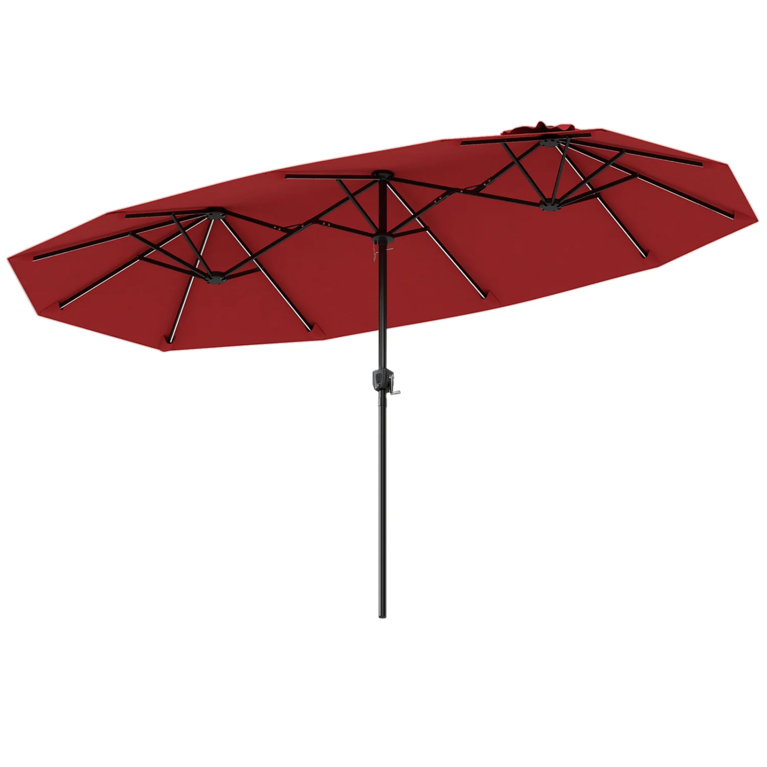 13 FT Patio Umbrella with Color-Changing Solar LED Lights, Red - Image 6