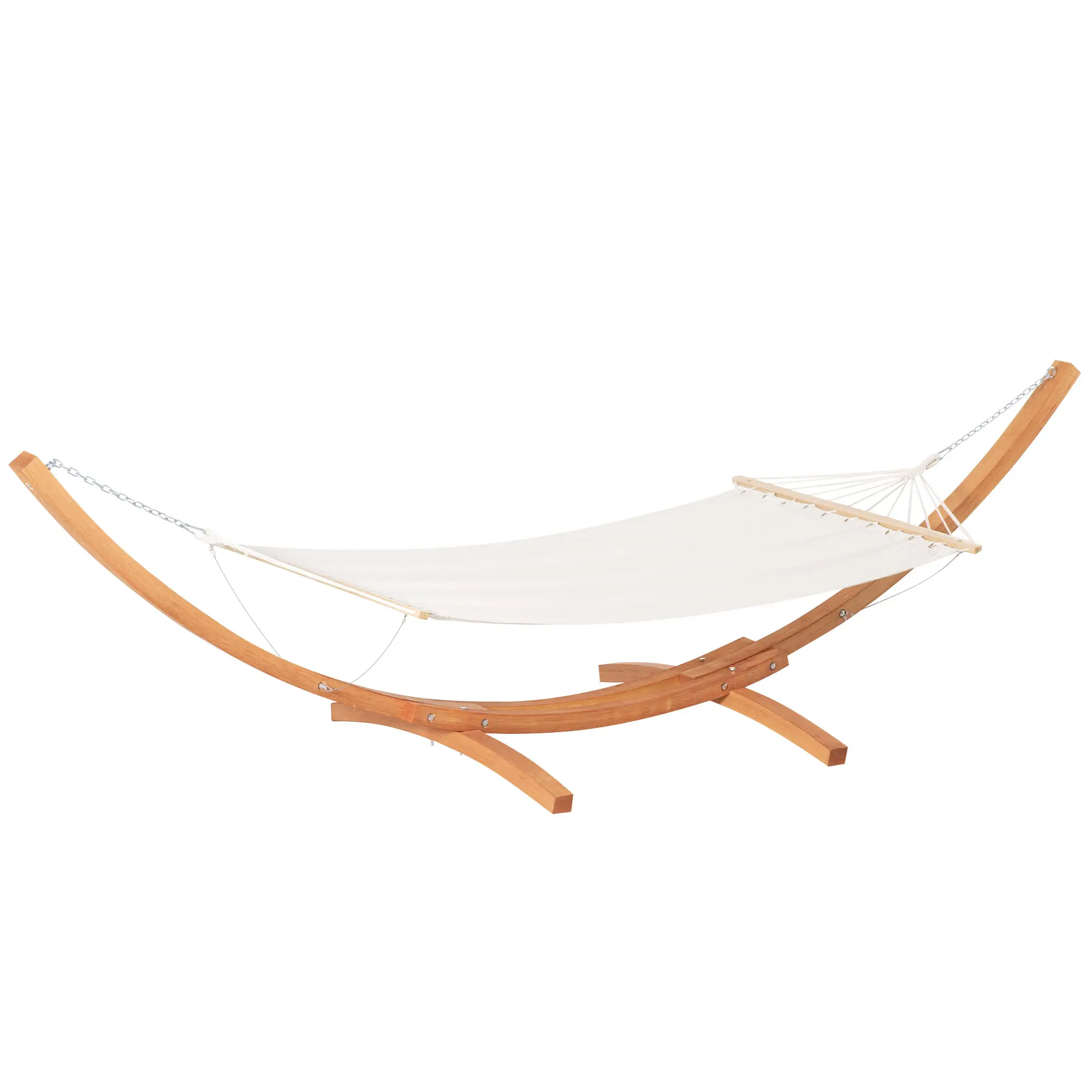 13' Outdoor Hammock with Stand, Wooden Arch, Includes Straps, White - Image 11
