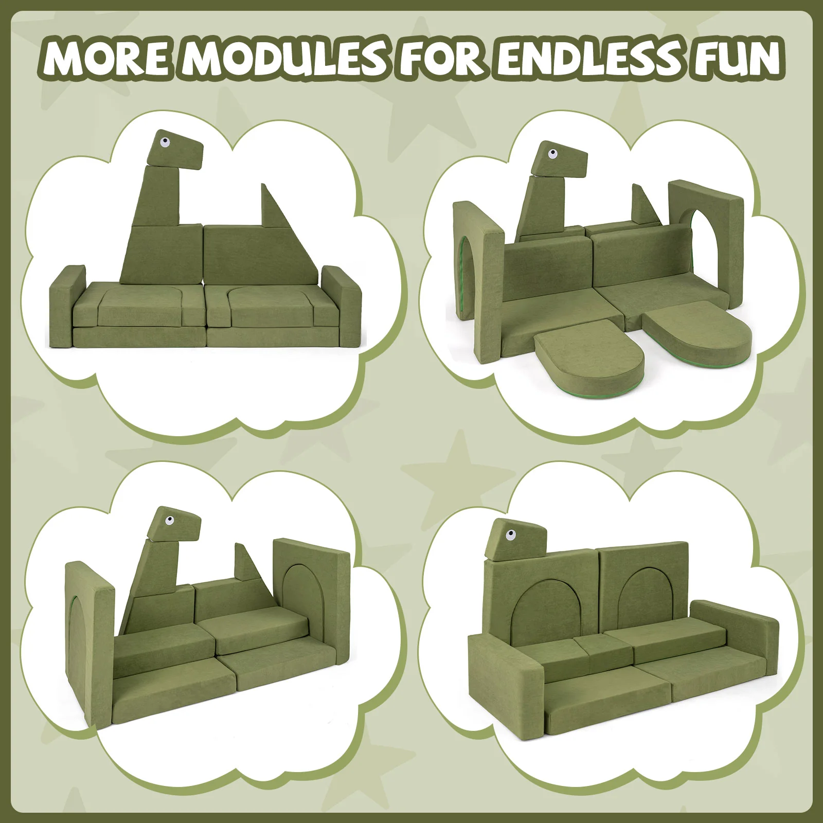 13 Pieces Modular Kids Play Couch for Inspiring Creativity - Image 10