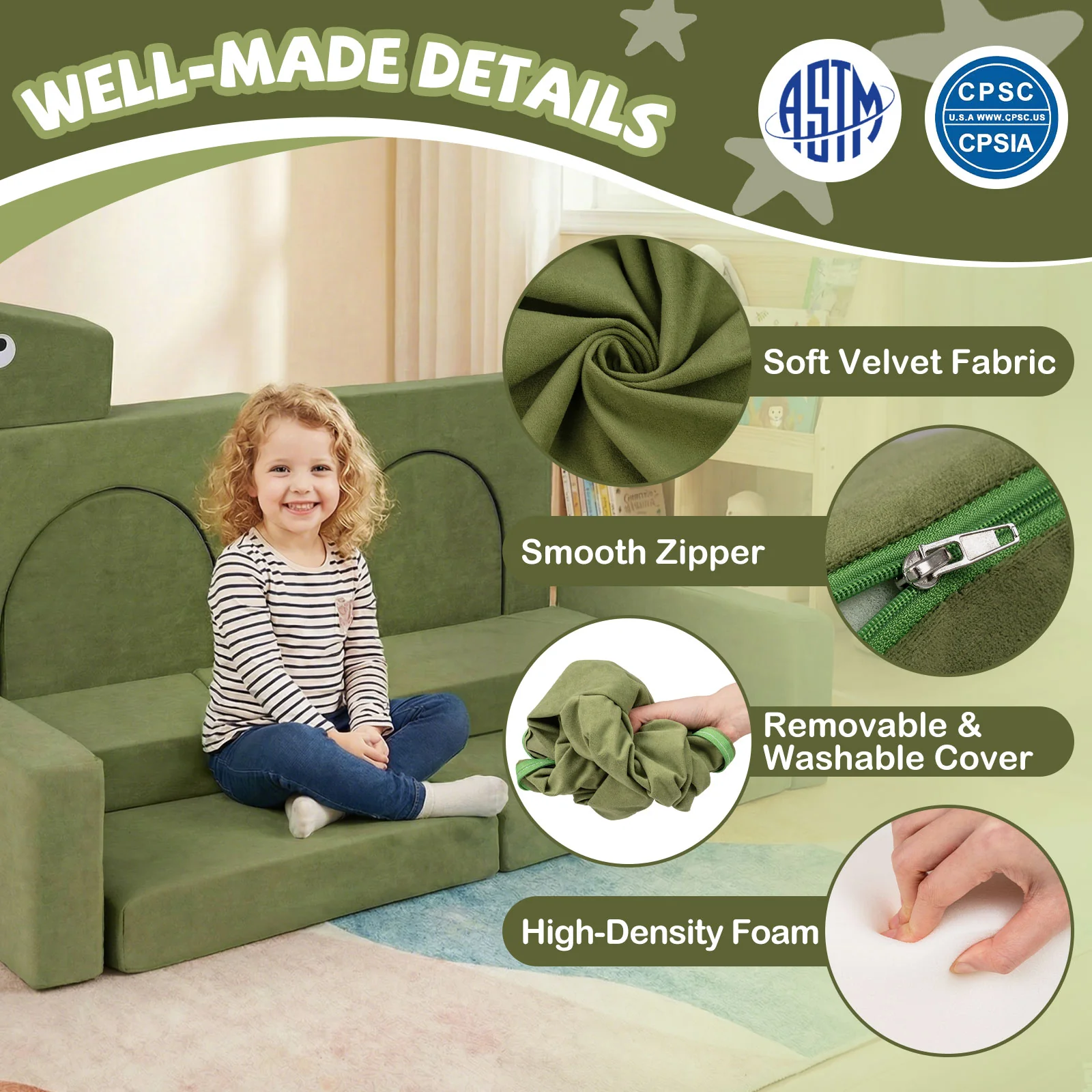 13 Pieces Modular Kids Play Couch for Inspiring Creativity - Image 7