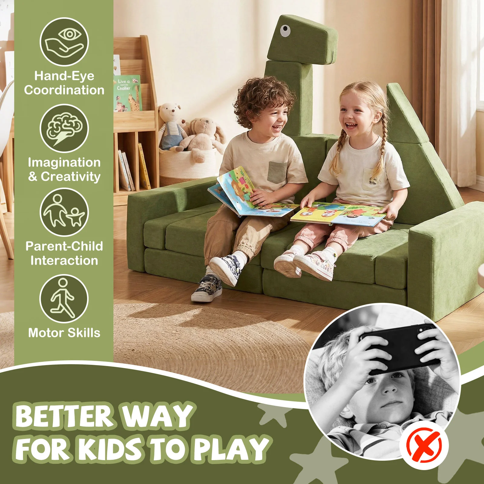 13 Pieces Modular Kids Play Couch for Inspiring Creativity - Image 9