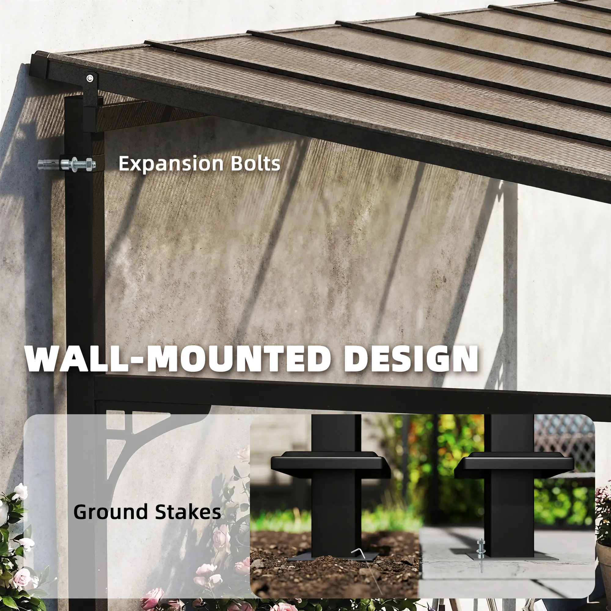 13' x 10' Lean-To Gazebo, Hardtop Wall Mounted Outdoor Pergola - Image 4