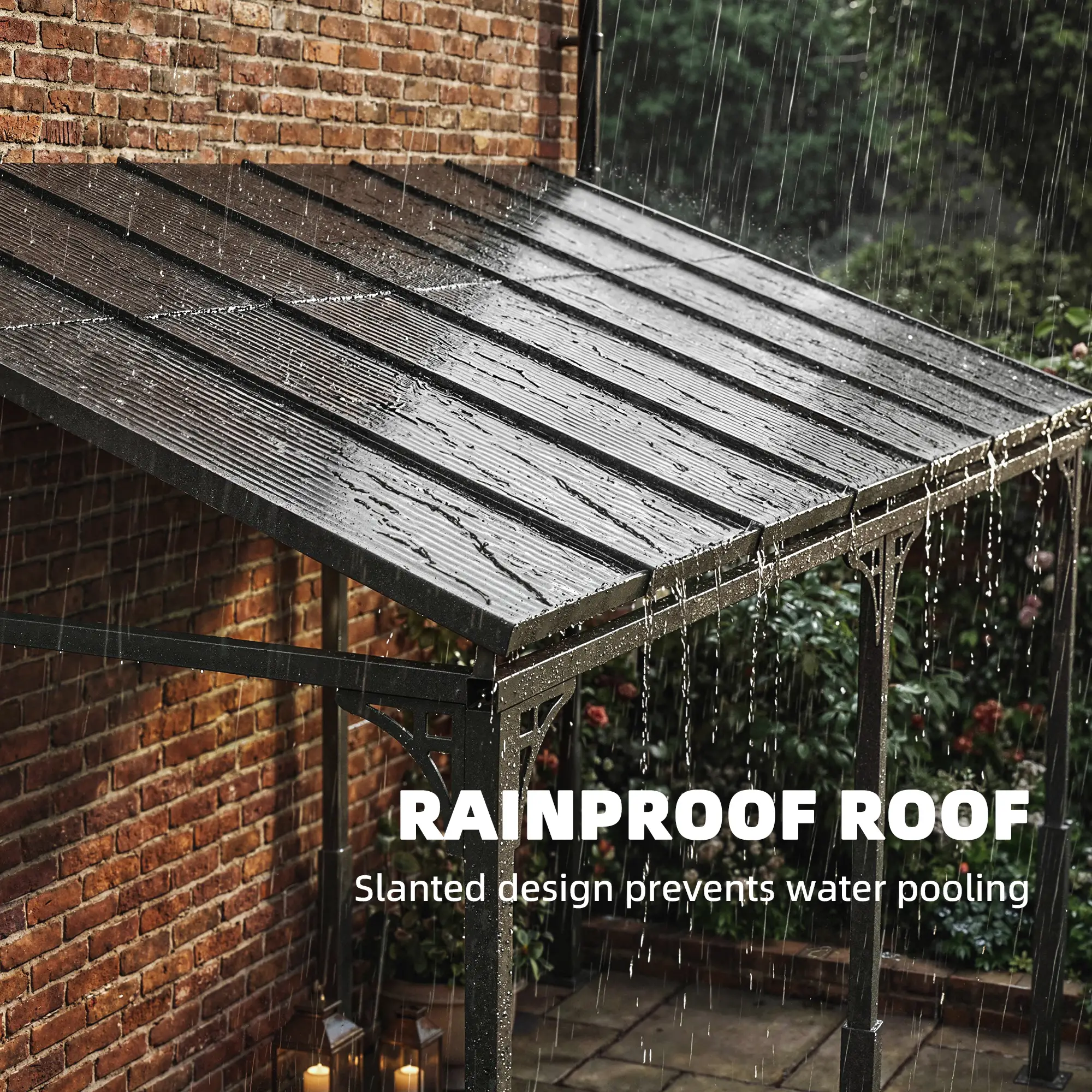 13' x 10' Lean-To Gazebo, Hardtop Wall Mounted Outdoor Pergola - Image 6
