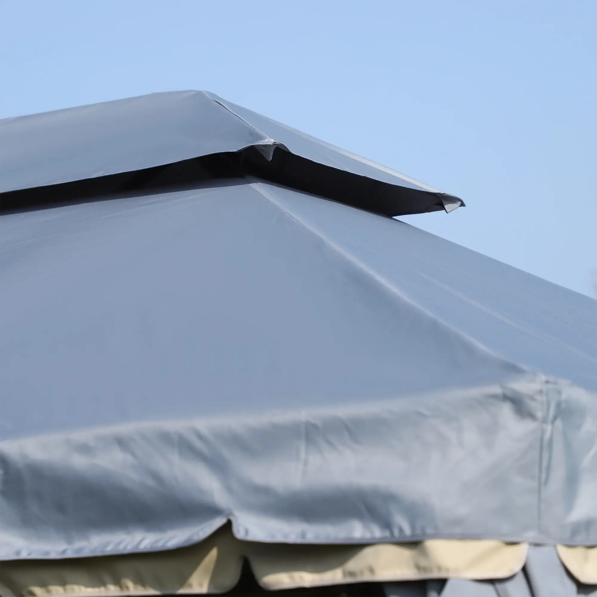 13' x 10' Patio Gazebo, 2-Tier Polyester Roof, Vented Mesh Sidewall, Aluminum Frame, Grey - Image 10