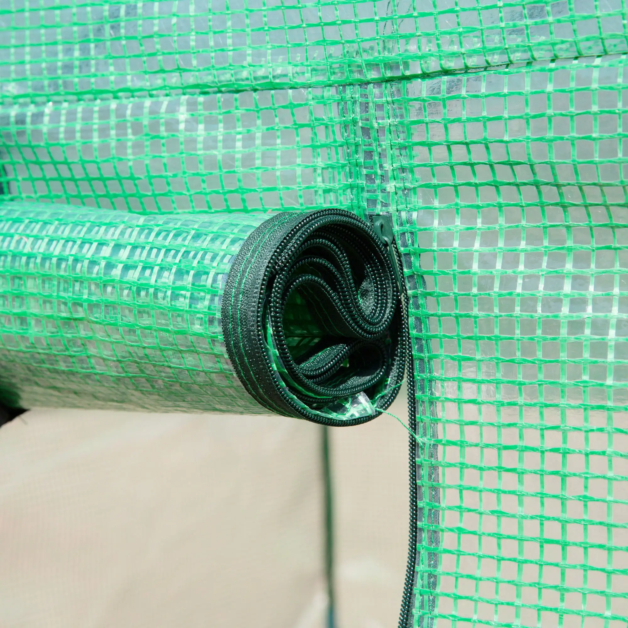 13' x 10' x 6.6' Walk-In Greenhouse, Garden Tunnel Tent, Zipped Door, 6 Mesh Windows, Green - Image 10