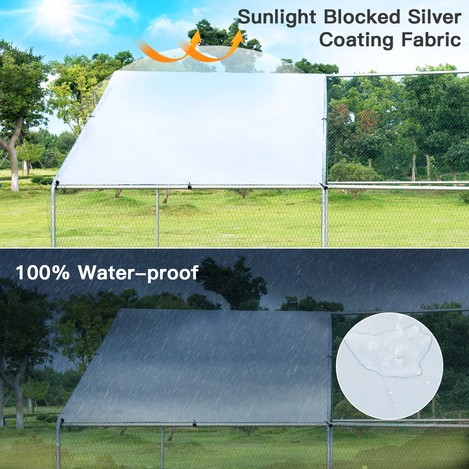13 x 13 Feet Walk-In Chicken Coop, Waterproof Cover, White - Image 3