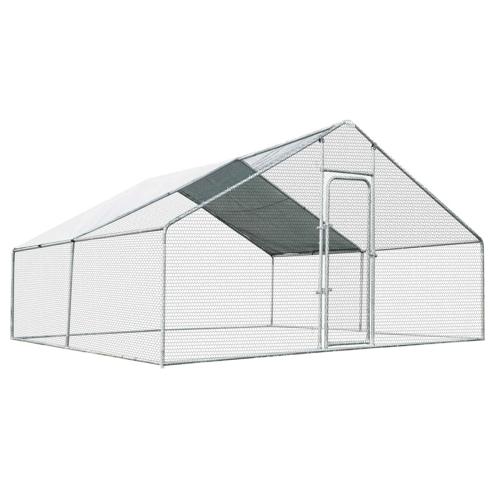 13 x 13 Feet Walk-In Chicken Coop, Waterproof Cover, White - Image 4