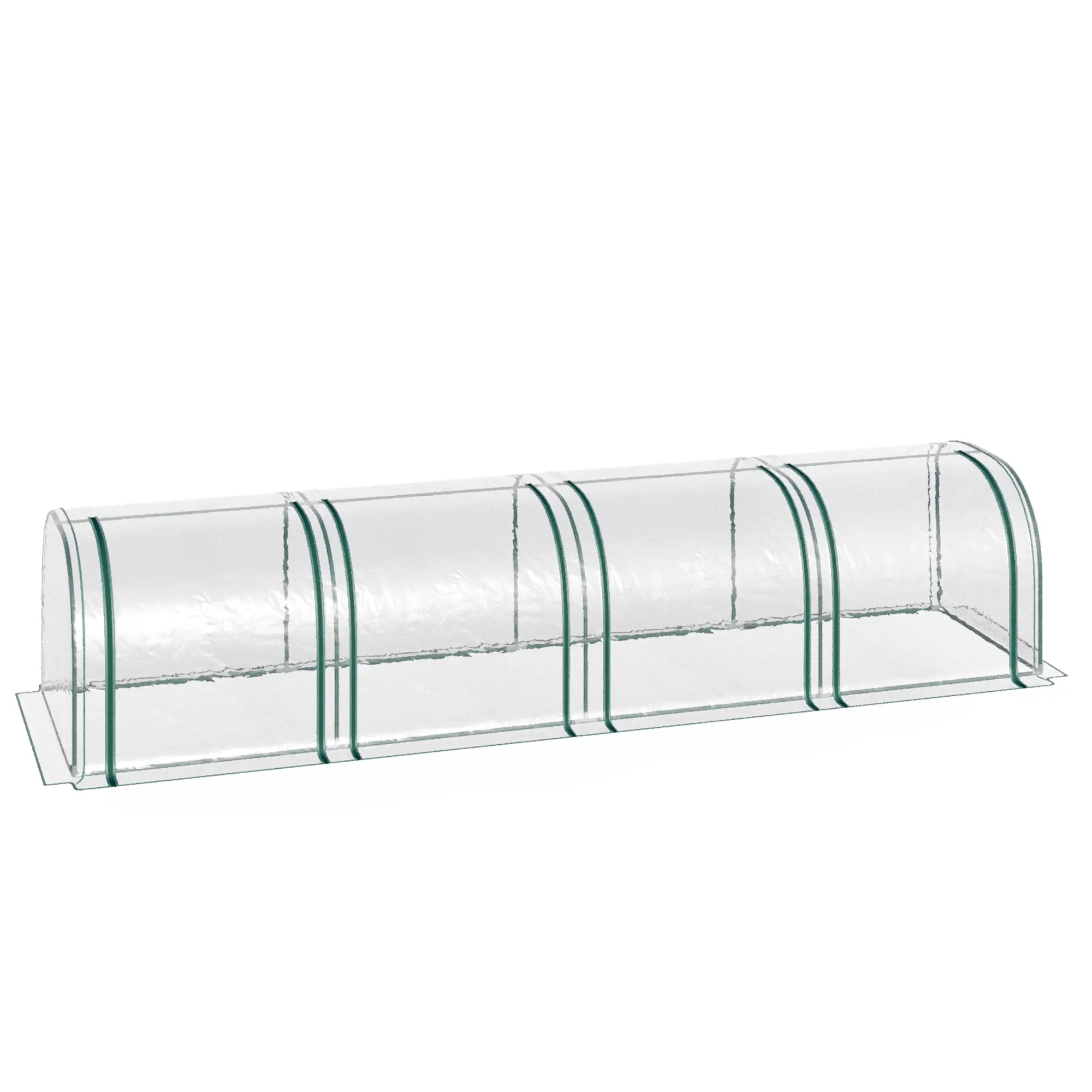 13' x 3' x 2.5' Mini Tunnel Greenhouse, 4 Zipped Doors, Clear
