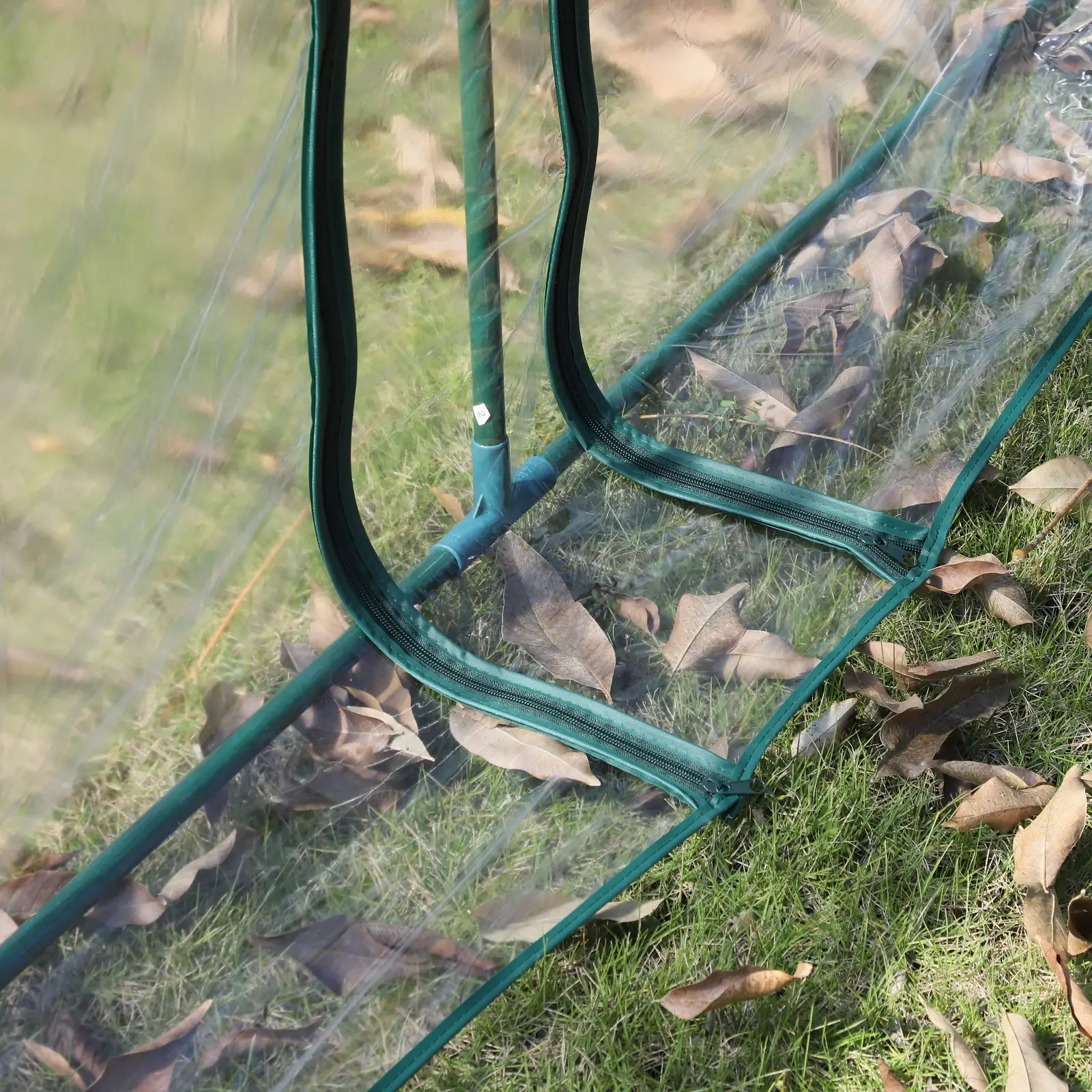 13' x 3' x 2.5' Mini Tunnel Greenhouse, 4 Zipped Doors, Clear - Image 10