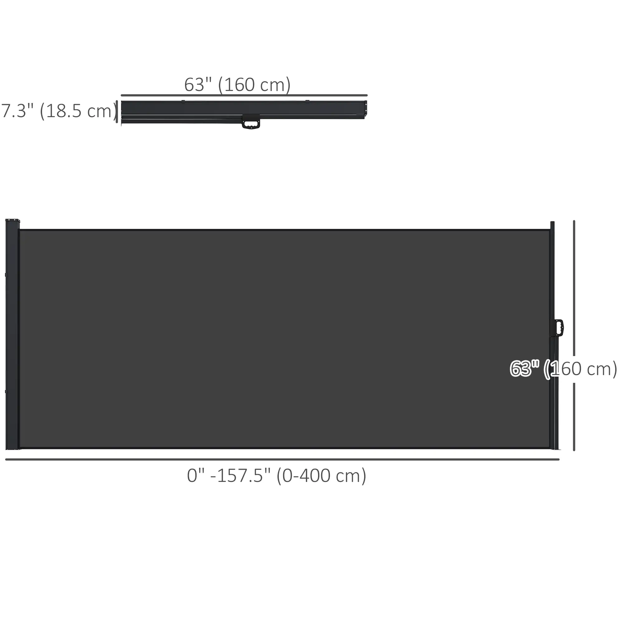 13' x 5' Retractable Side Awning, Outdoor Privacy Screen, Black - Image 3