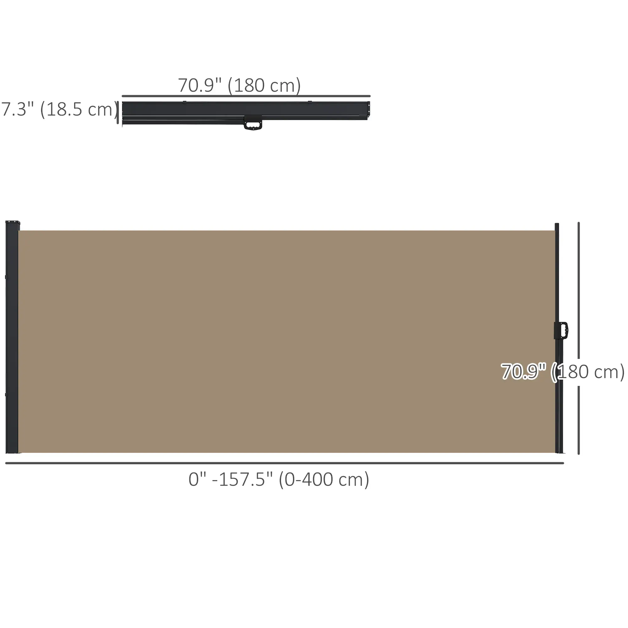 13' x 6' Retractable Awning, Outdoor Privacy Screen, Khaki - Image 3