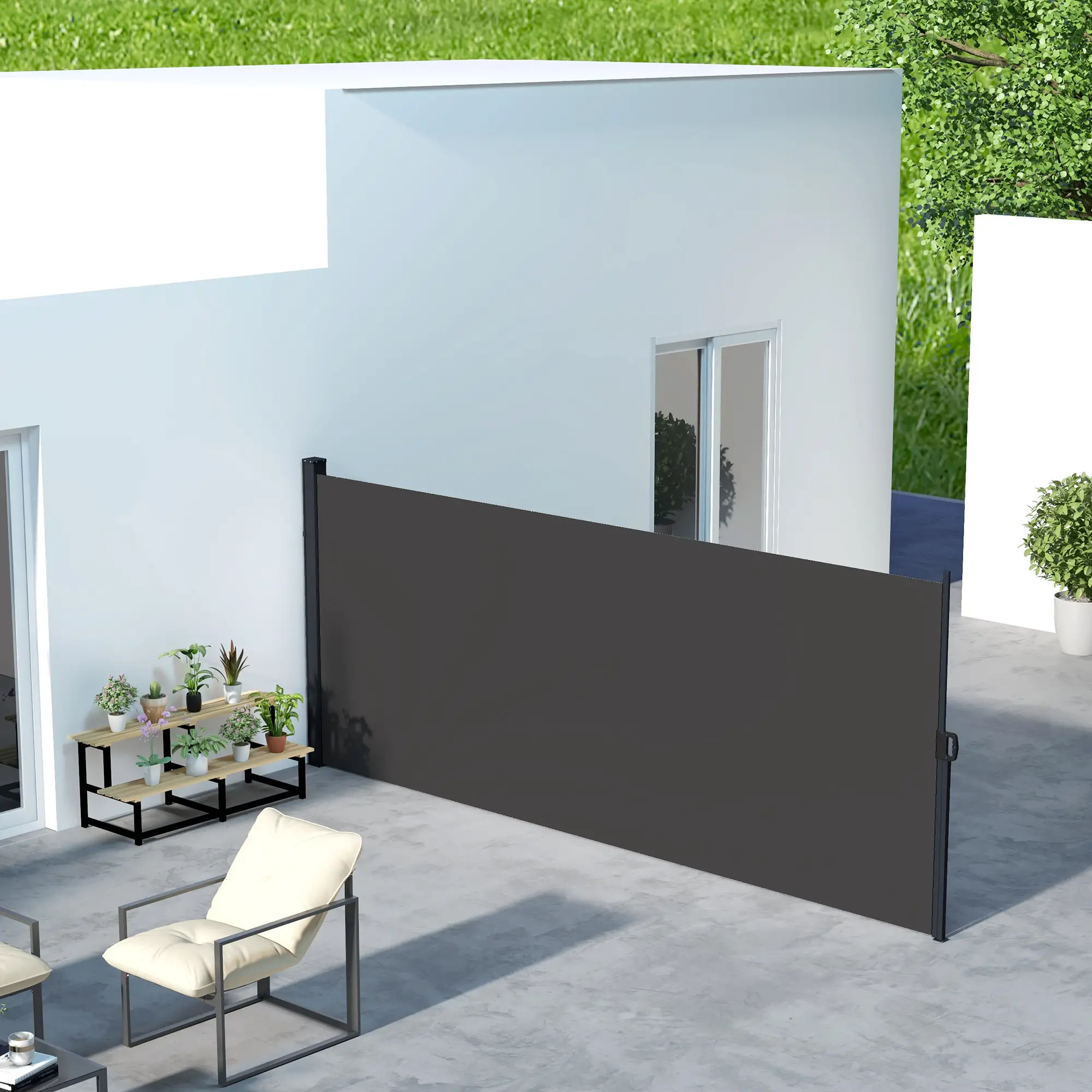13' x 6' Retractable Side Awning, Outdoor Privacy Screen, Black - Image 2