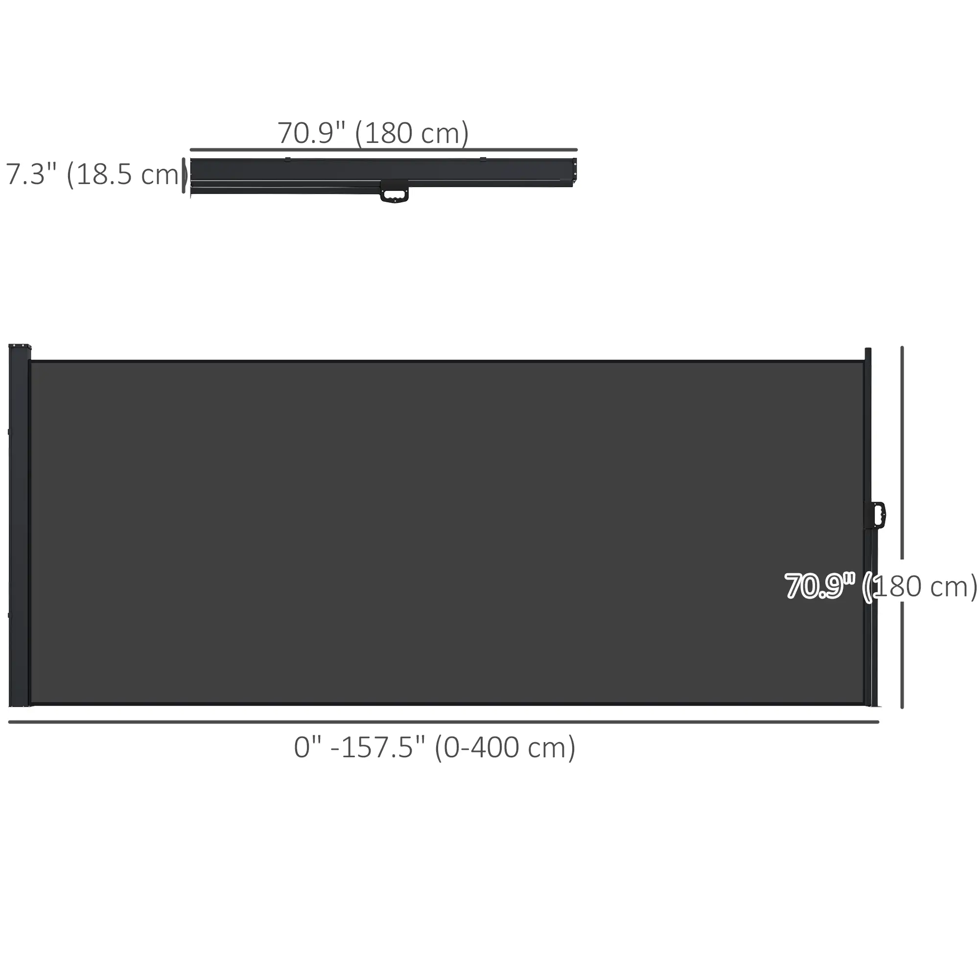 13' x 6' Retractable Side Awning, Outdoor Privacy Screen, Black - Image 3