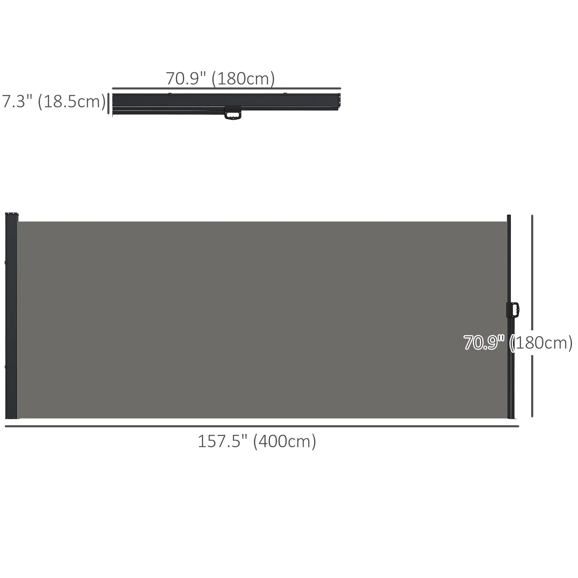 13' x 6' Retractable Side Awning, Outdoor Privacy Screen, Dark Grey - Image 3