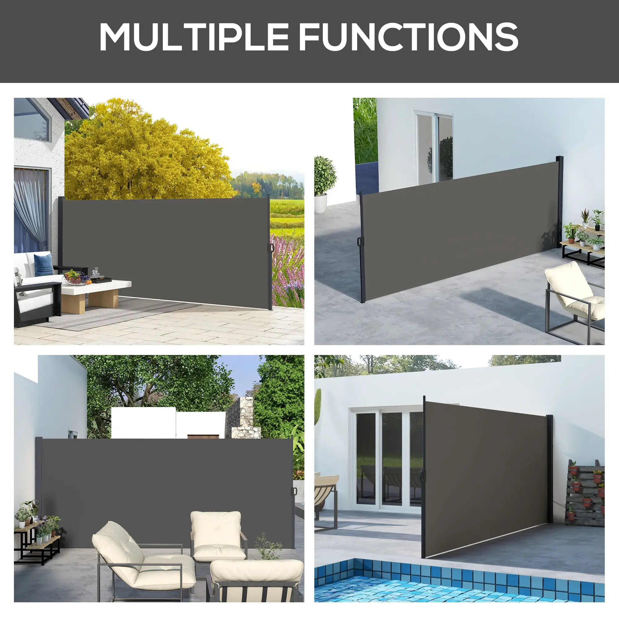 13' x 6' Retractable Side Awning, Outdoor Privacy Screen, Dark Grey - Image 7
